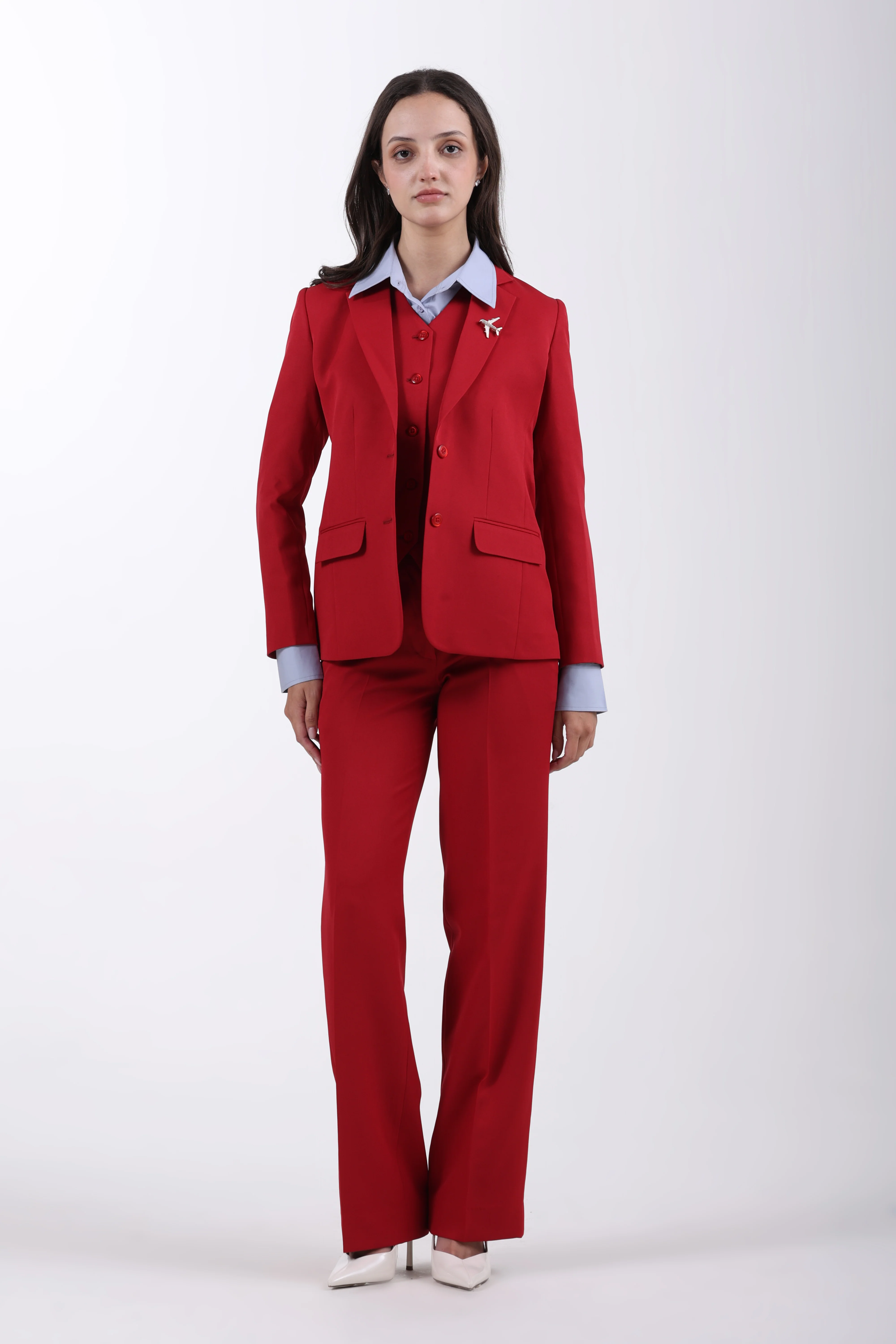 Crimson Structure 3-Piece Suit Set – Red - Image 4