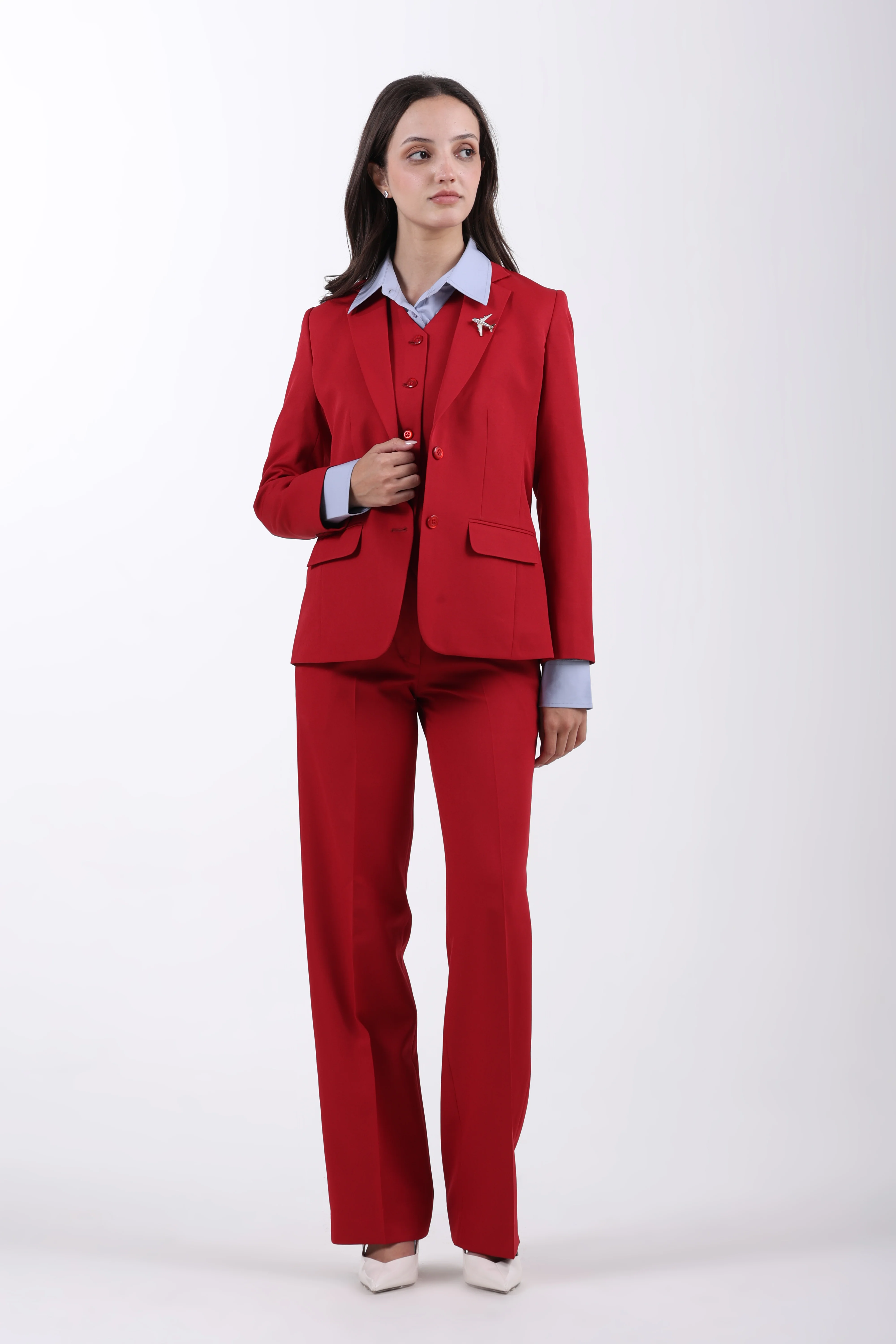 Crimson Structure 3-Piece Suit Set – Red - Image 5