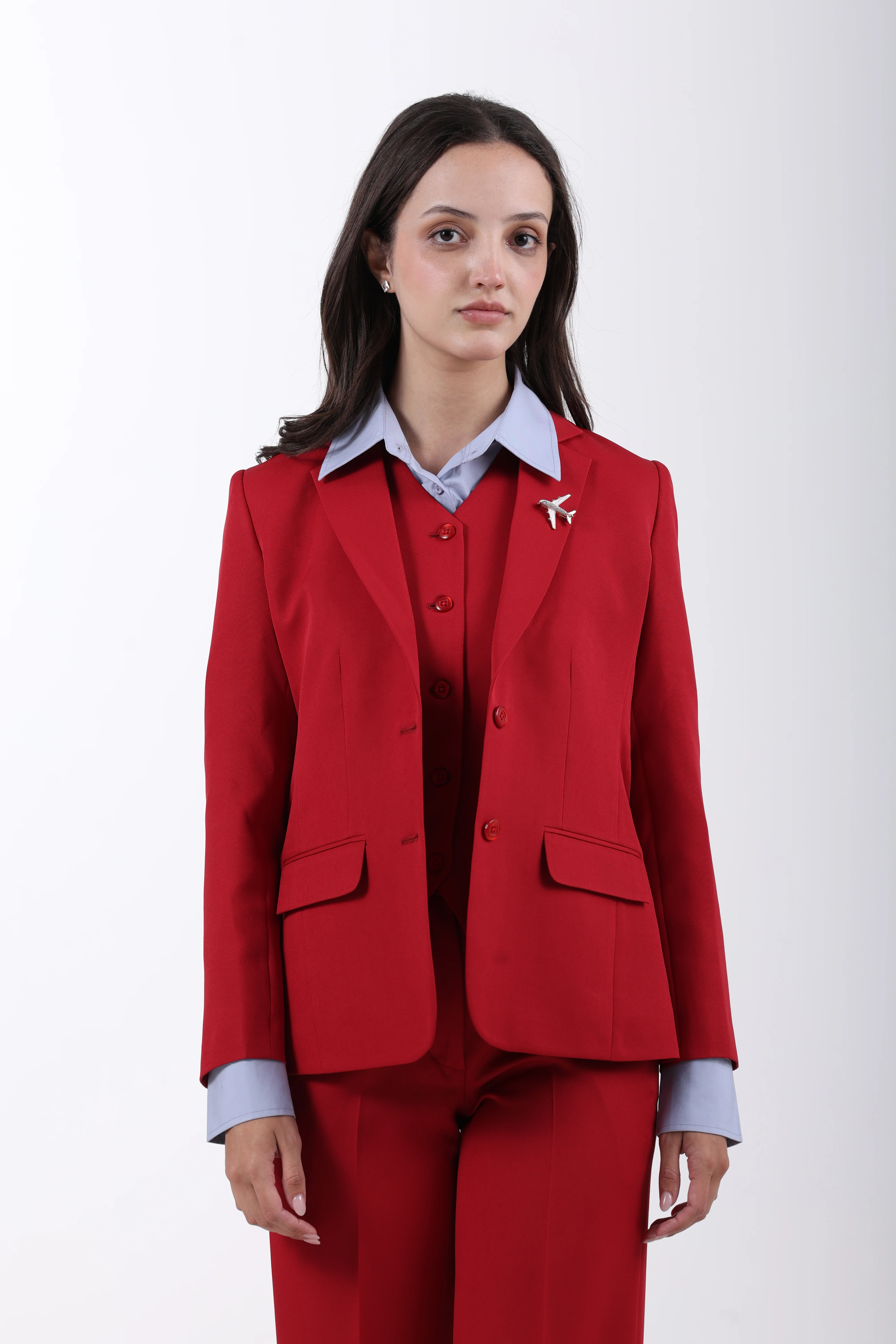 Crimson Structure 3-Piece Suit Set – Red - Image 8