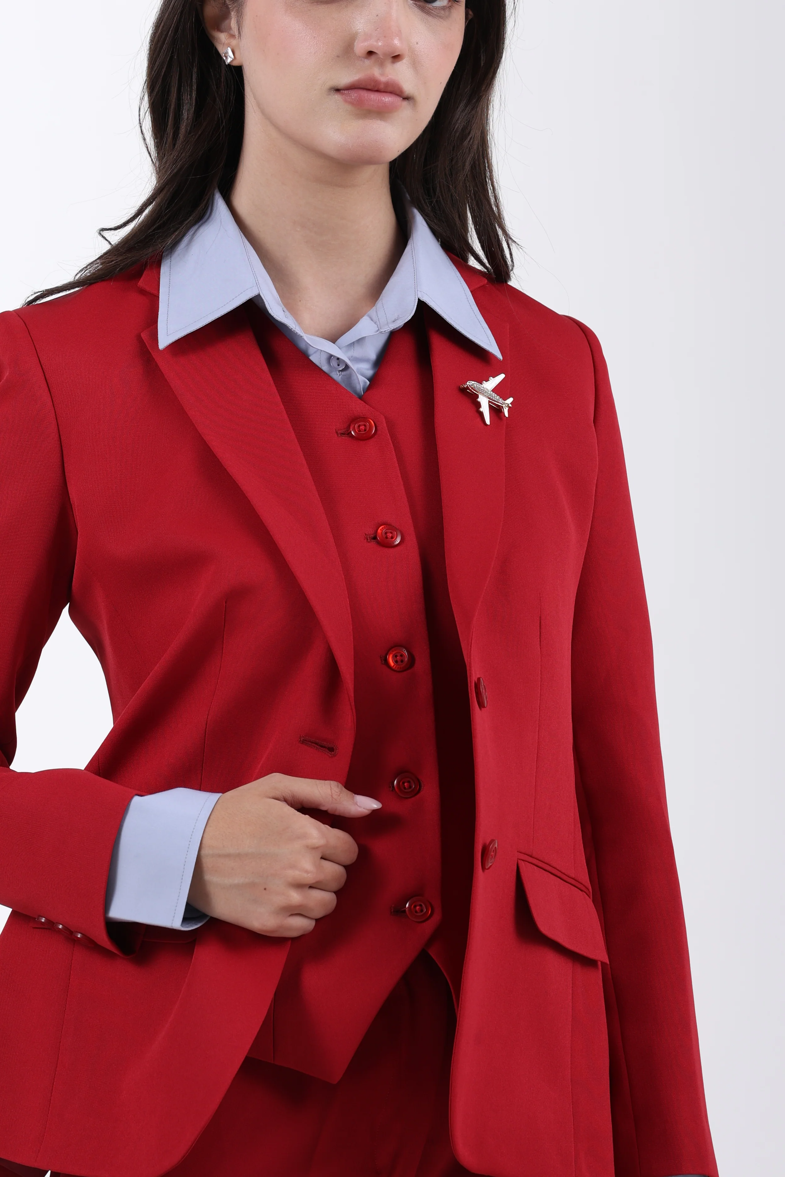 Crimson Structure 3-Piece Suit Set – Red - Image 9