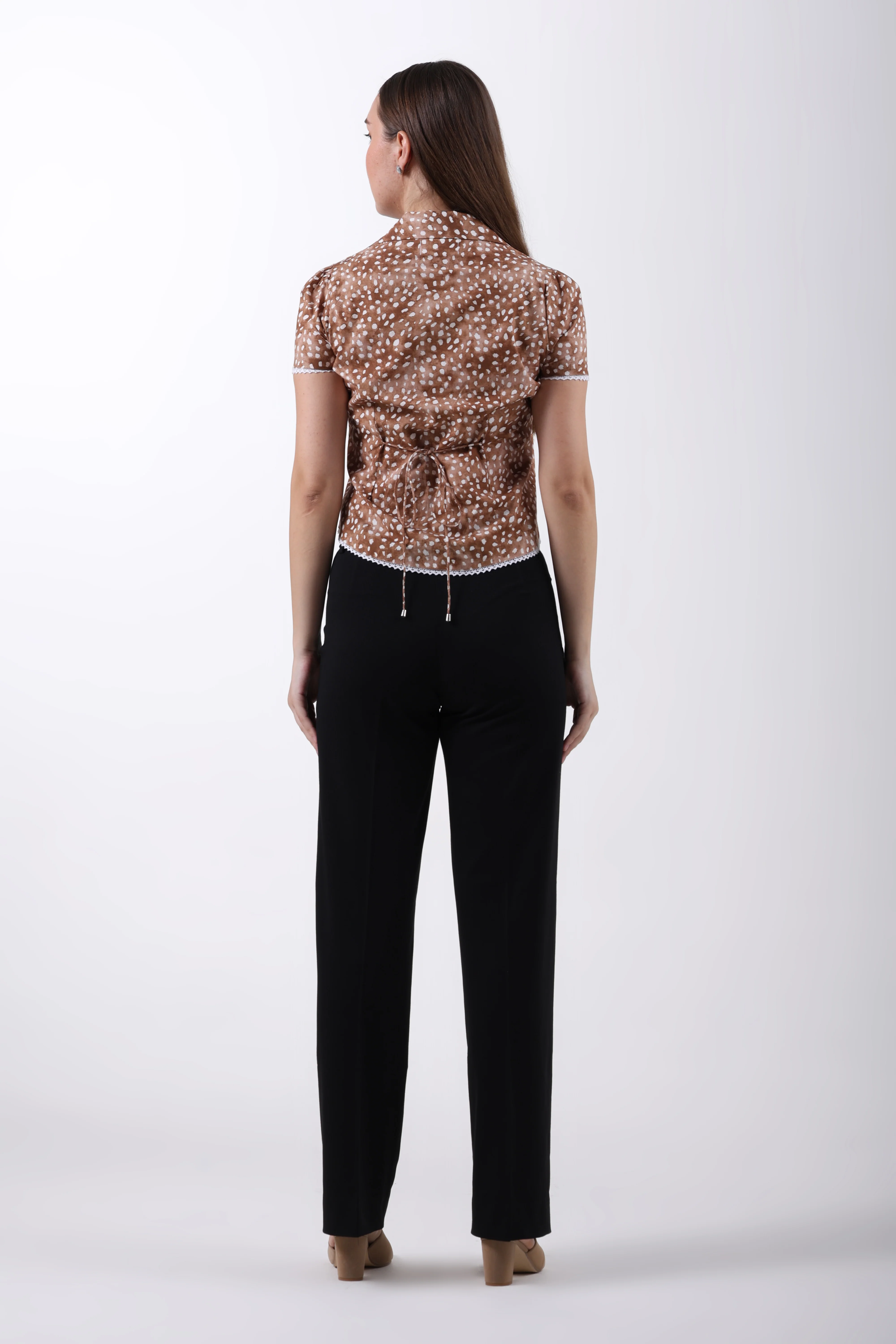 Deer Print Cotton Shirt – Brown - Image 7