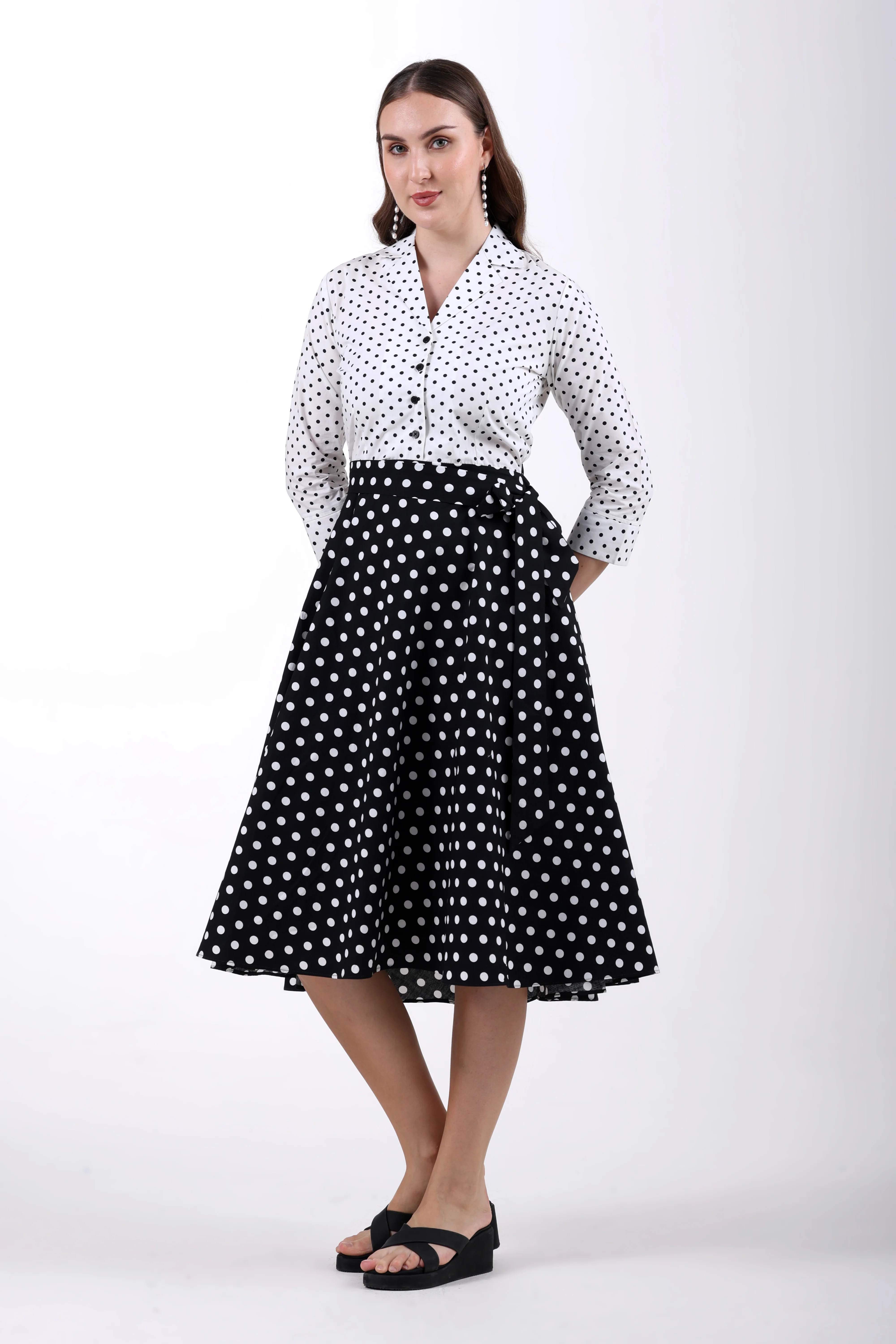 The Dot Theory Cotton Midi Dress - Image 6