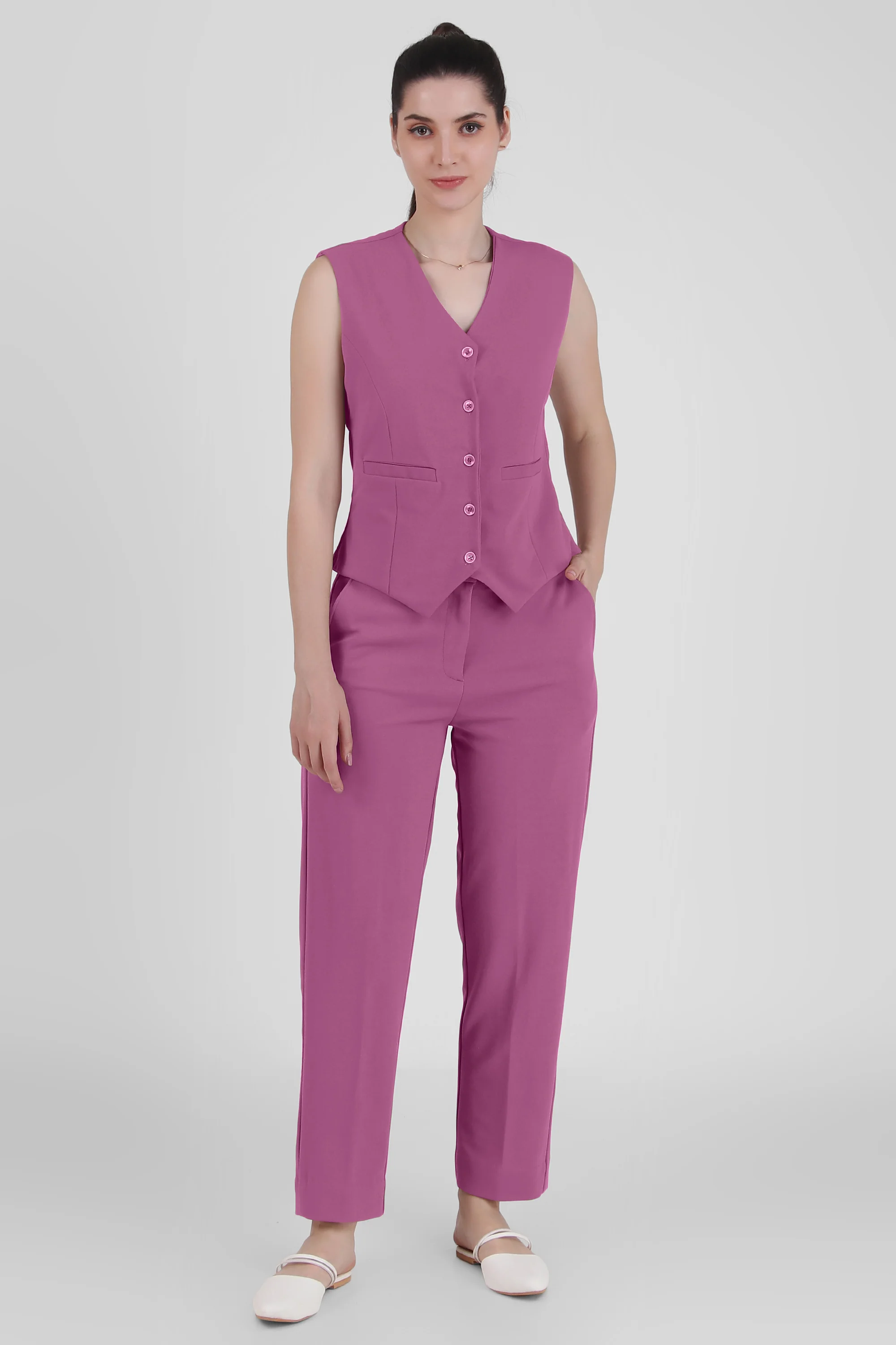 Waistcoat and Trousers Co-ord Set – Dusky Mauve