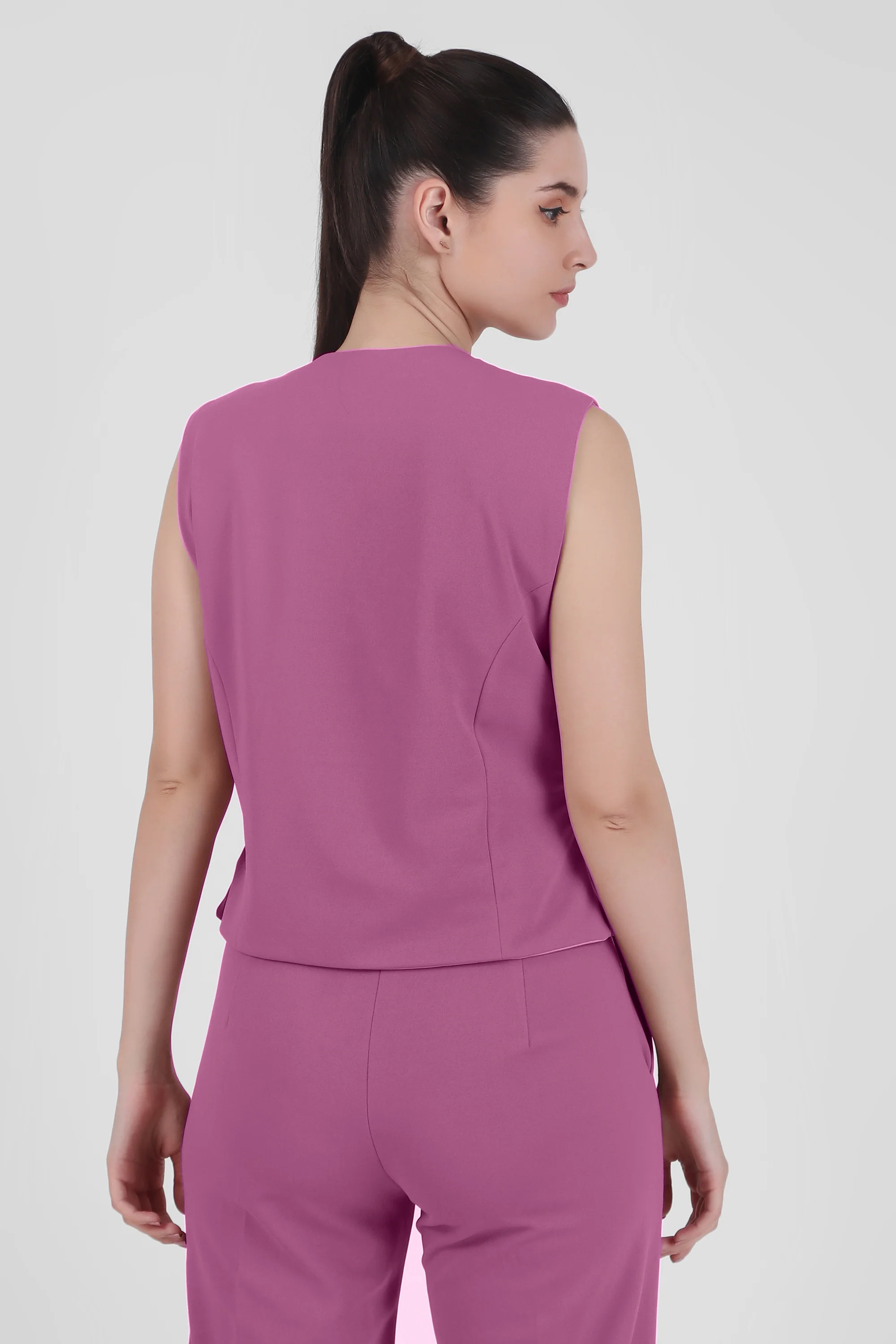 Waistcoat and Trousers Co-ord Set – Dusky Mauve - Image 4