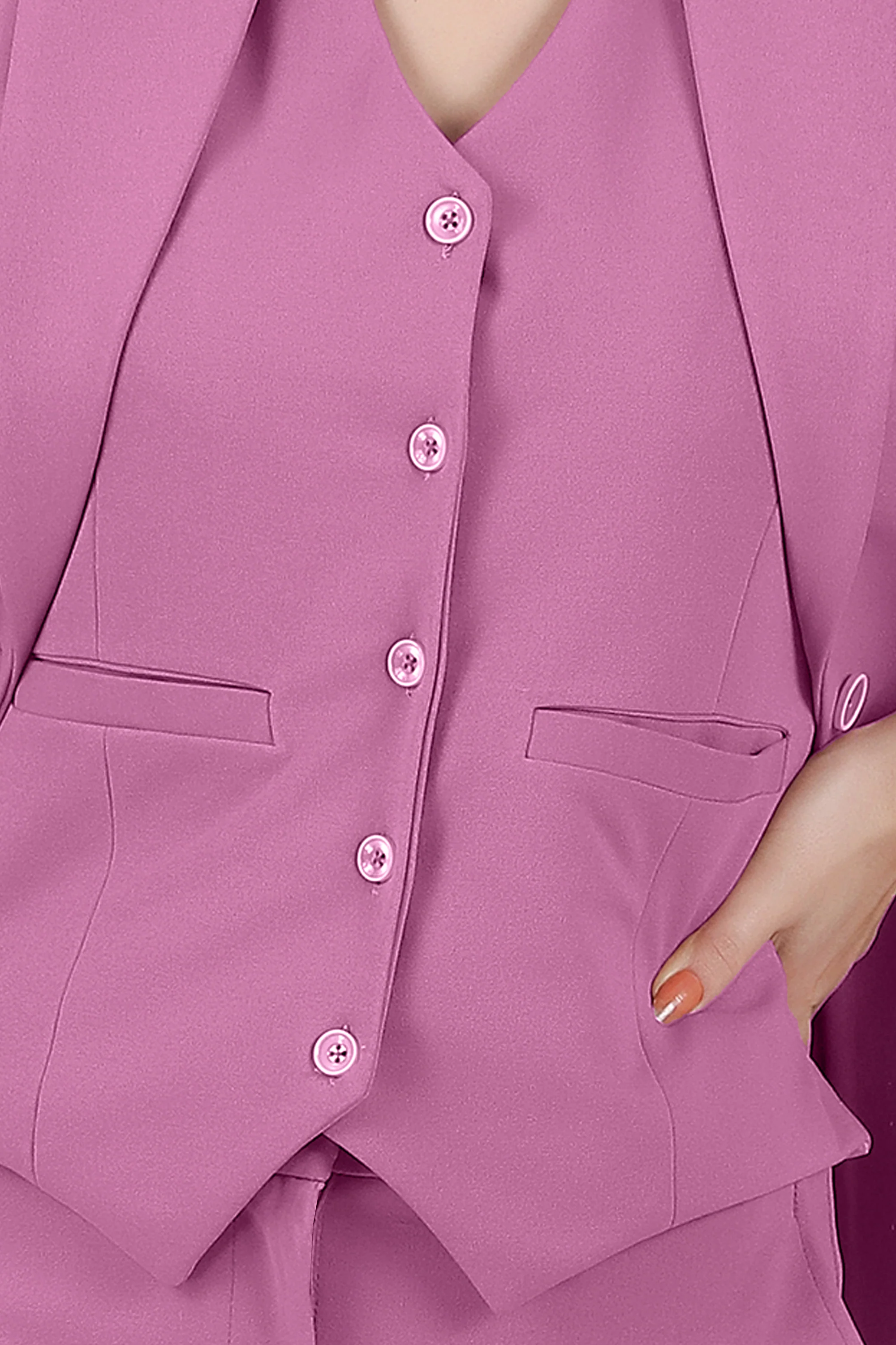 Waistcoat and Trousers Co-ord Set – Dusky Mauve - Image 5