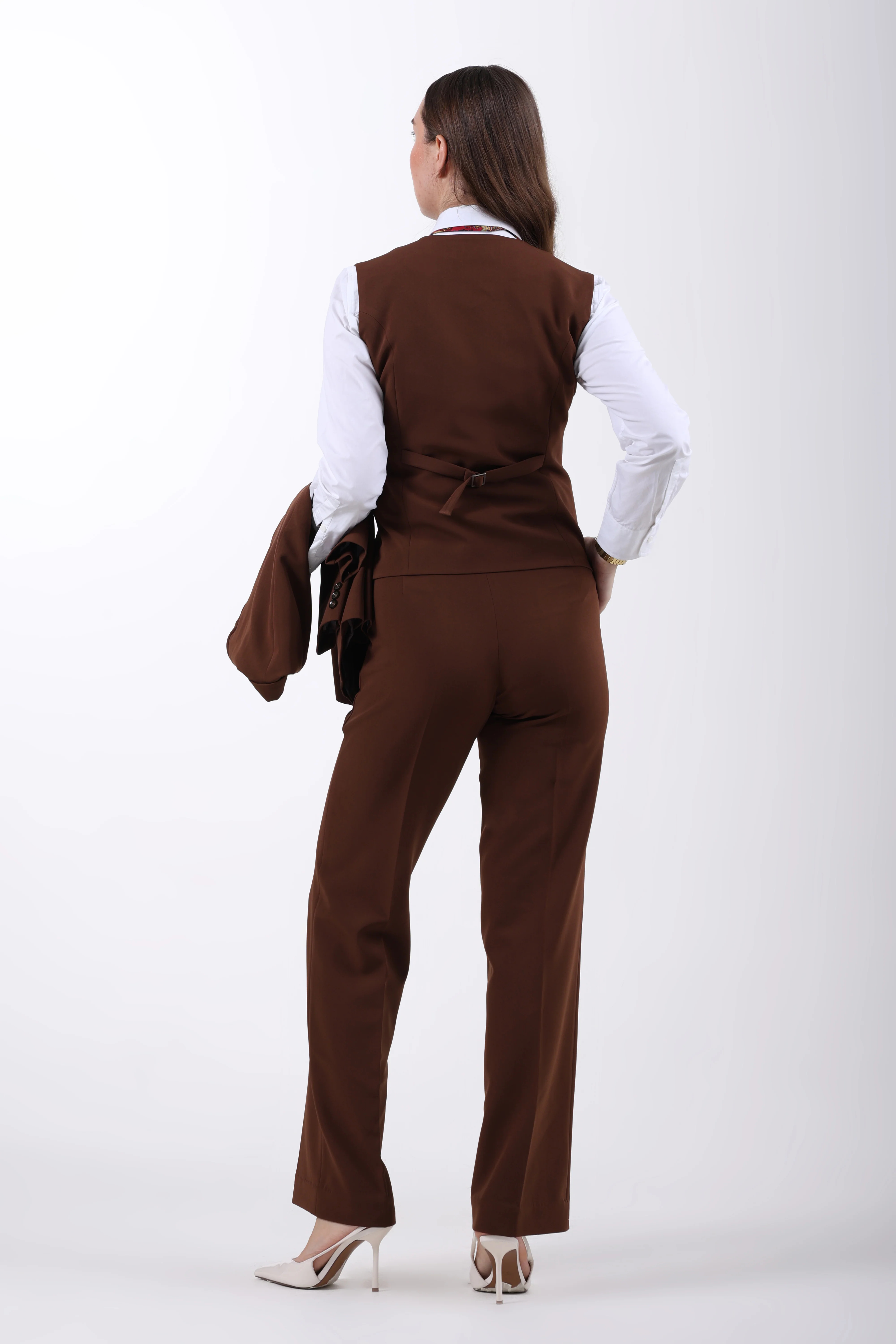 Espresso Structure 3-Piece Suit Set – Brown - Image 11