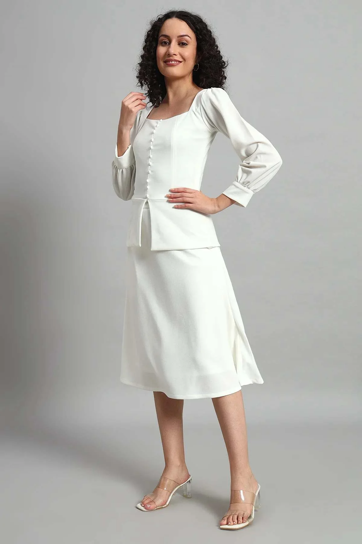 Flare of Grace Skirt Co-ord Set – Ivory - Image 4