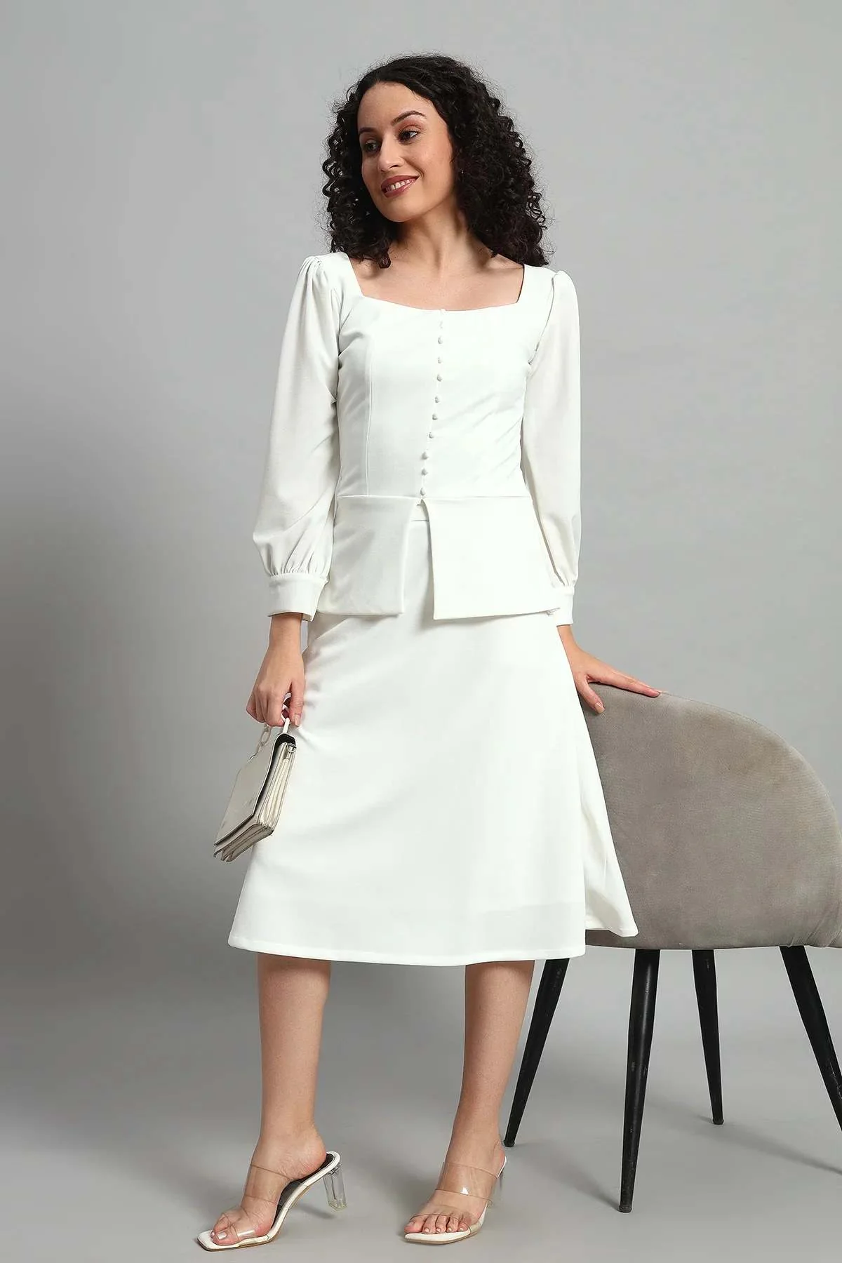 Flare of Grace Skirt Co-ord Set – Ivory - Image 6