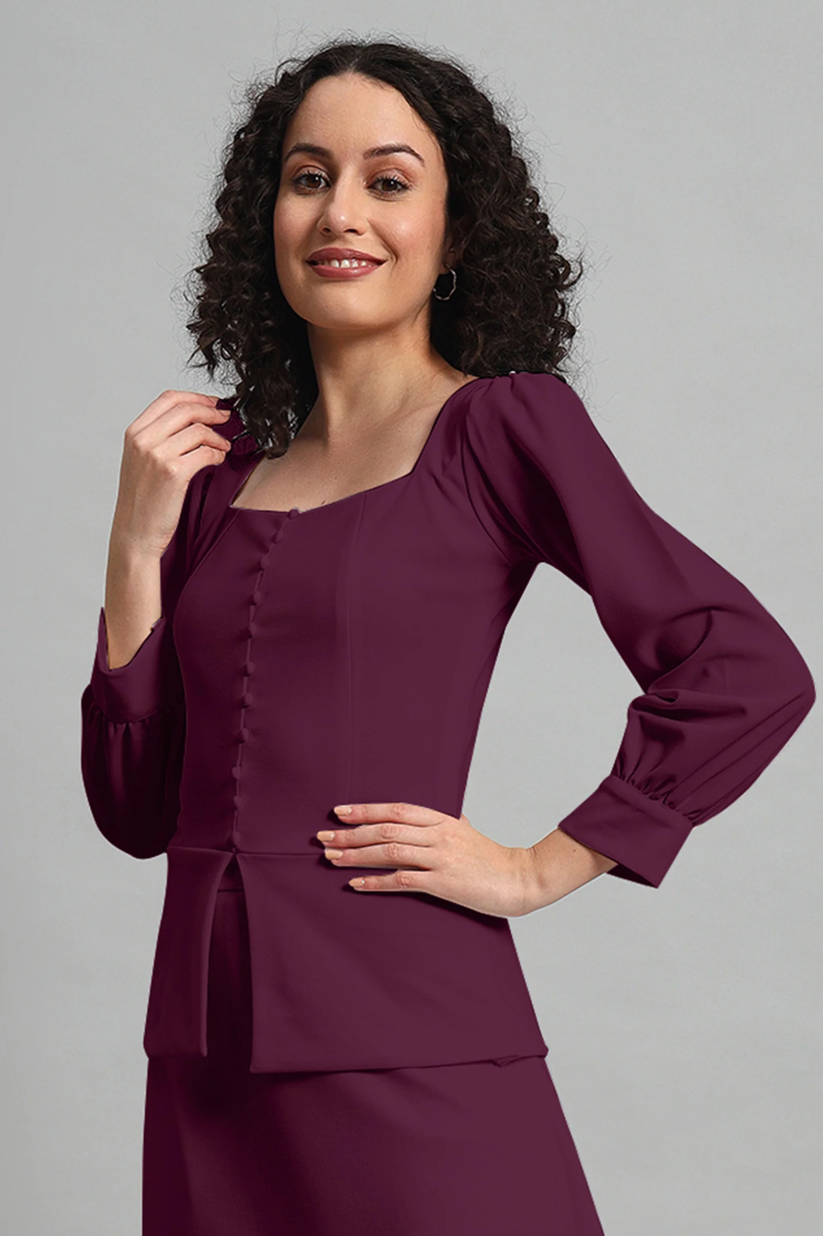 Flare of Grace Skirt Co-ord Set – Plum - Image 2