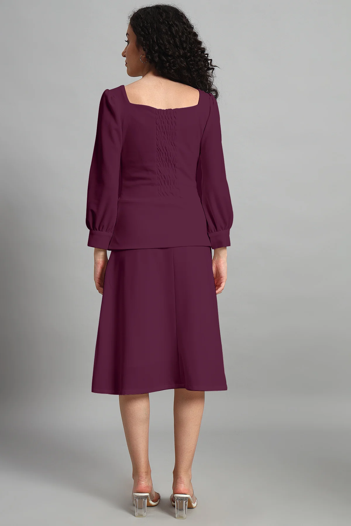 Flare of Grace Skirt Co-ord Set – Plum - Image 6