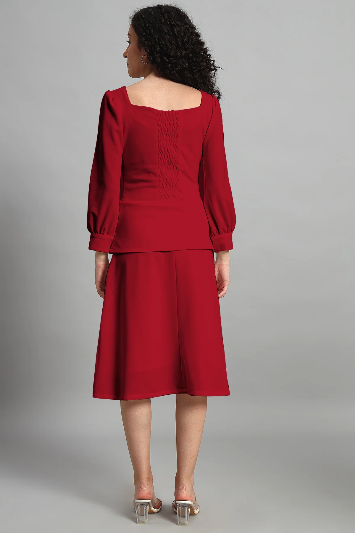 Flare of Grace Skirt Co-ord Set – Red - Image 6