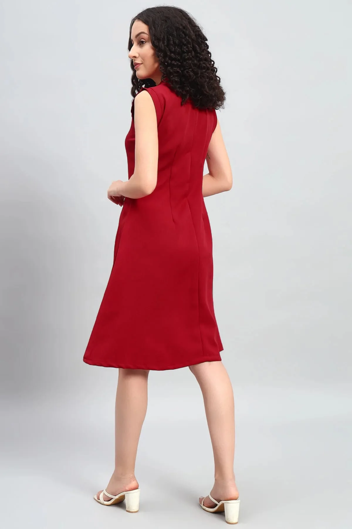 Front Zip Midi Dress – Red - Image 5