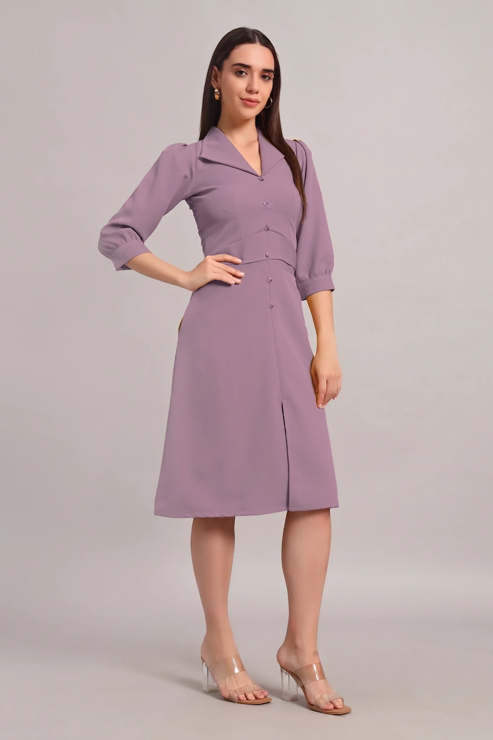 Full Sleeves Midi Dress – Dusty Blush Pink