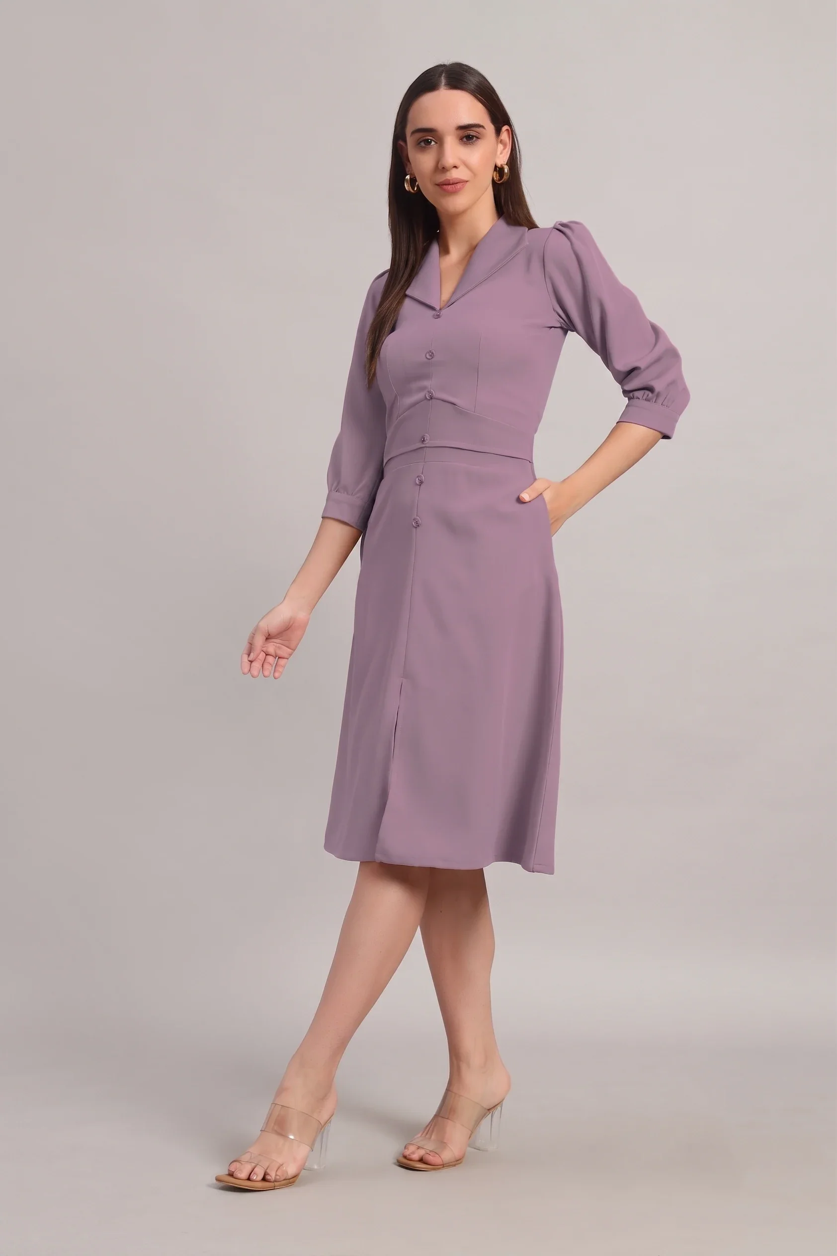 Full Sleeves Midi Dress – Dusty Blush Pink - Image 4