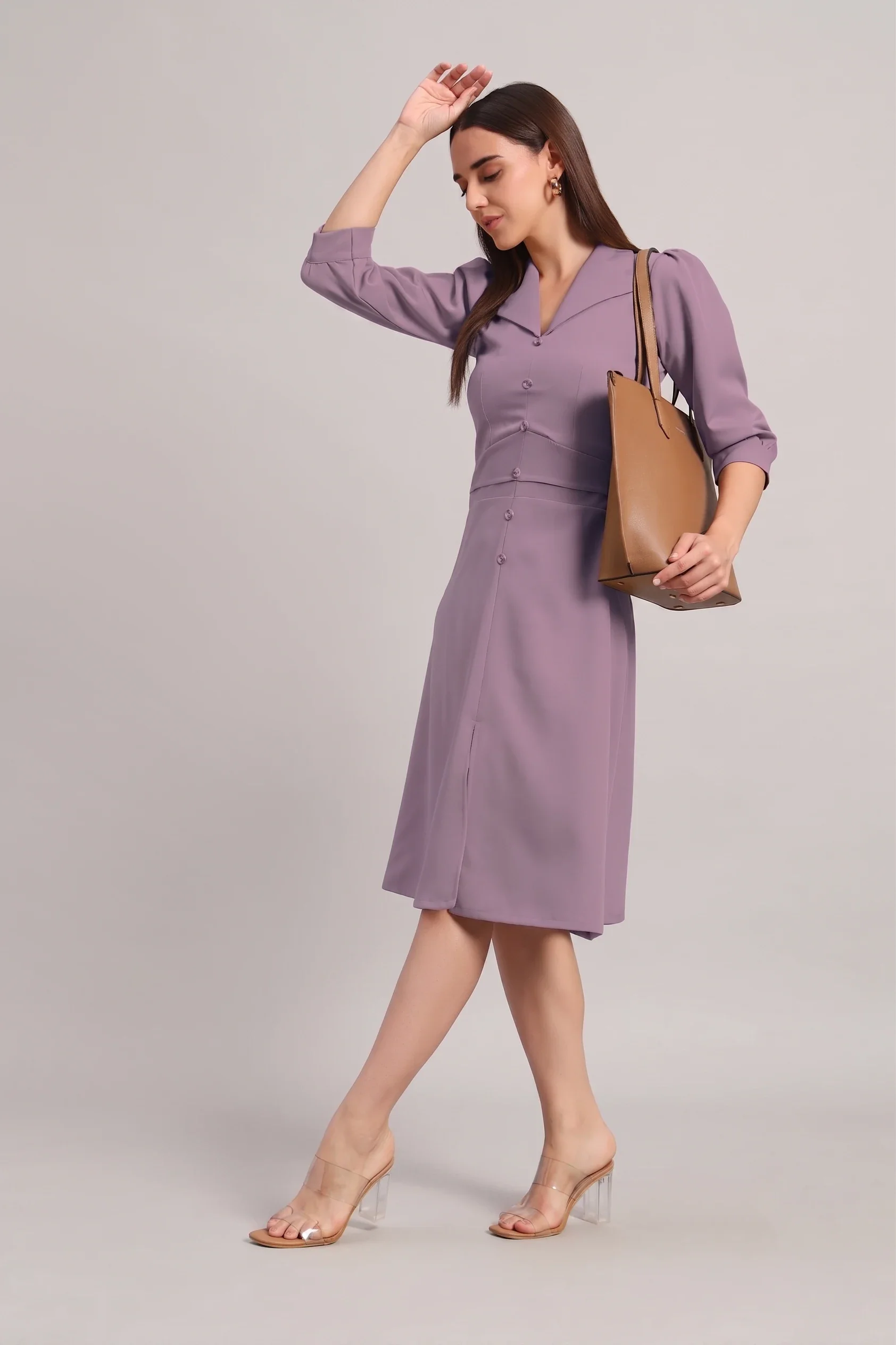 Full Sleeves Midi Dress – Dusty Blush Pink - Image 5