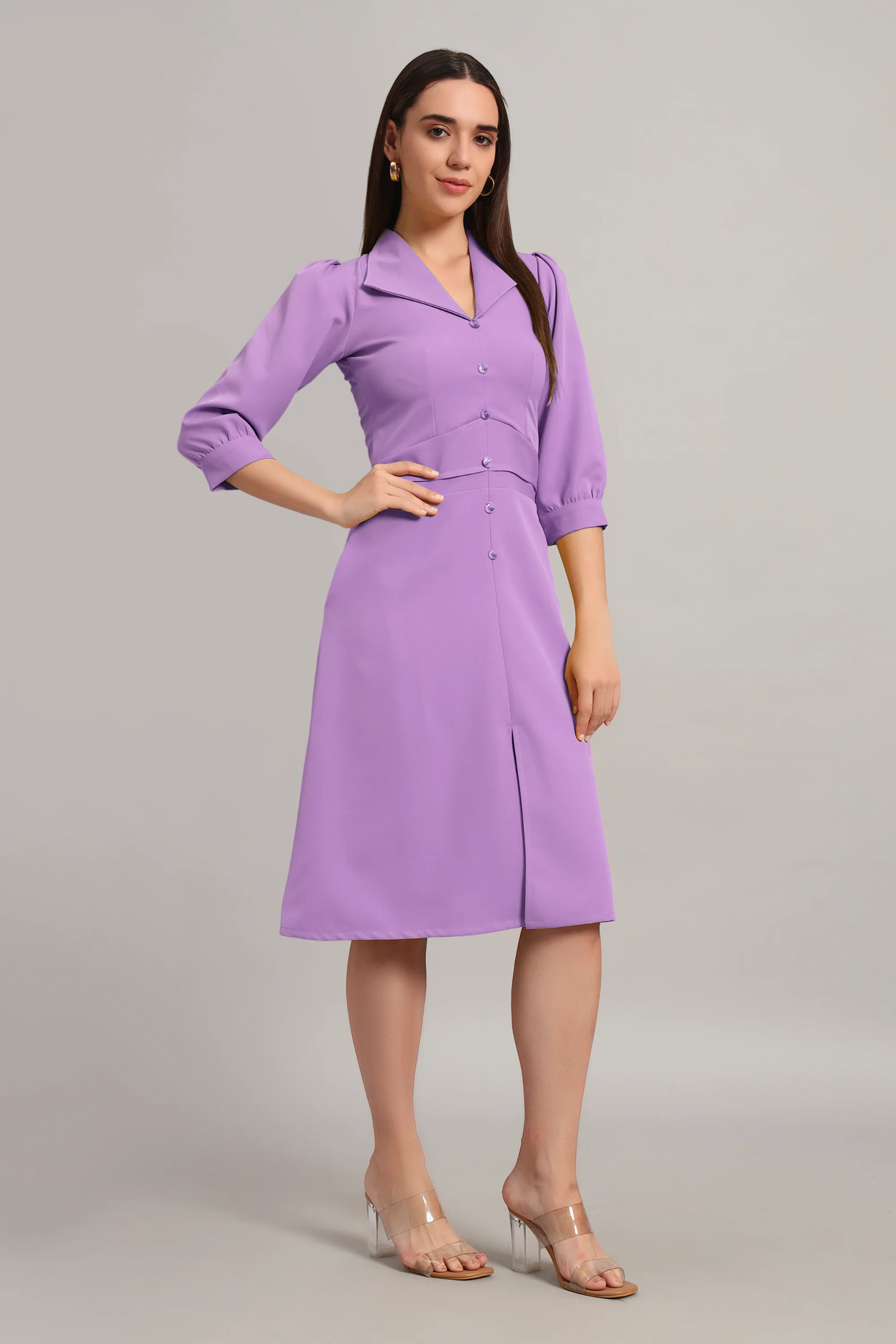 Full Sleeves Midi Dress – Lilac - Image 2