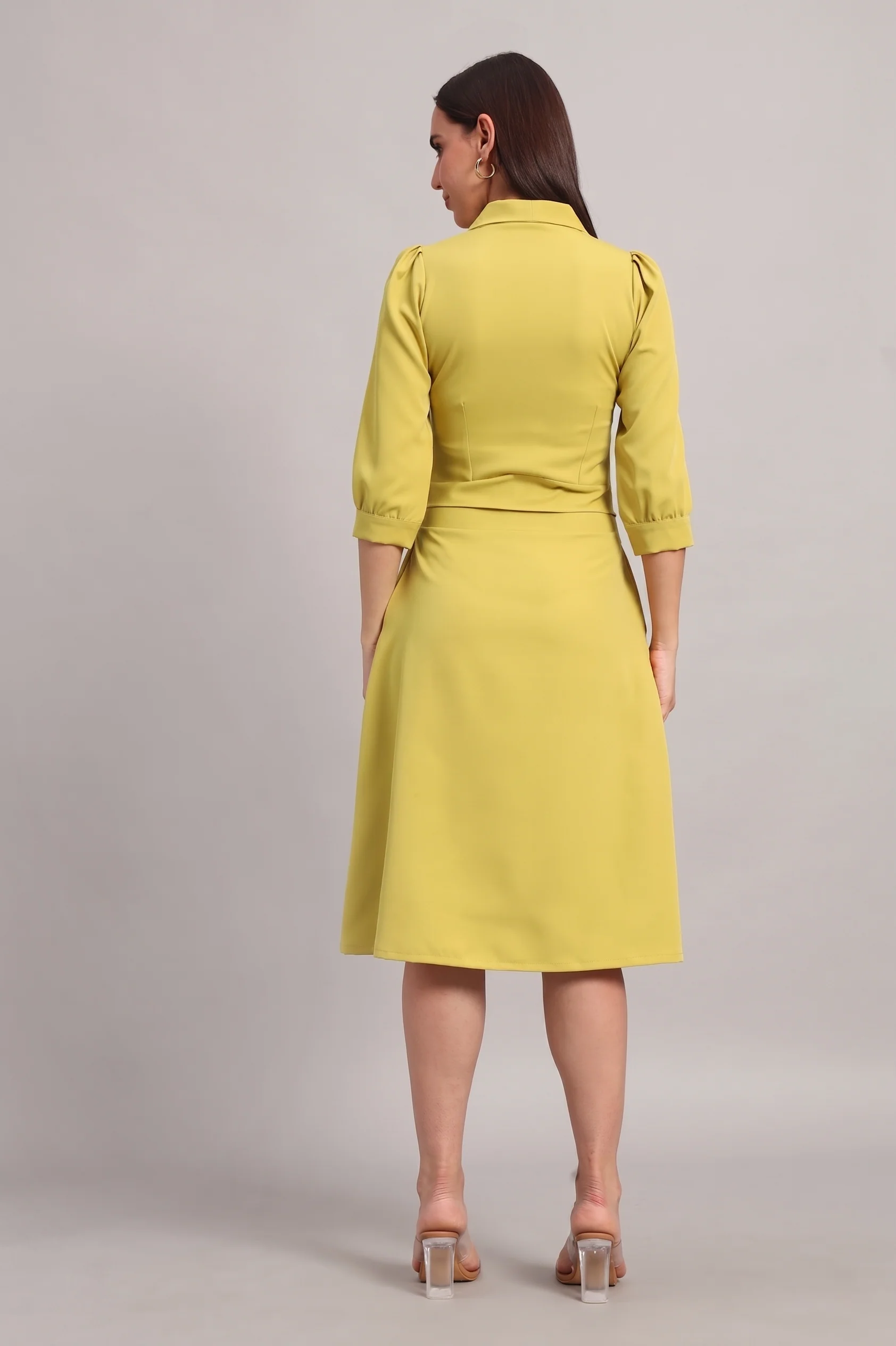 Full Sleeves Midi Dress – Lime Green - Image 6