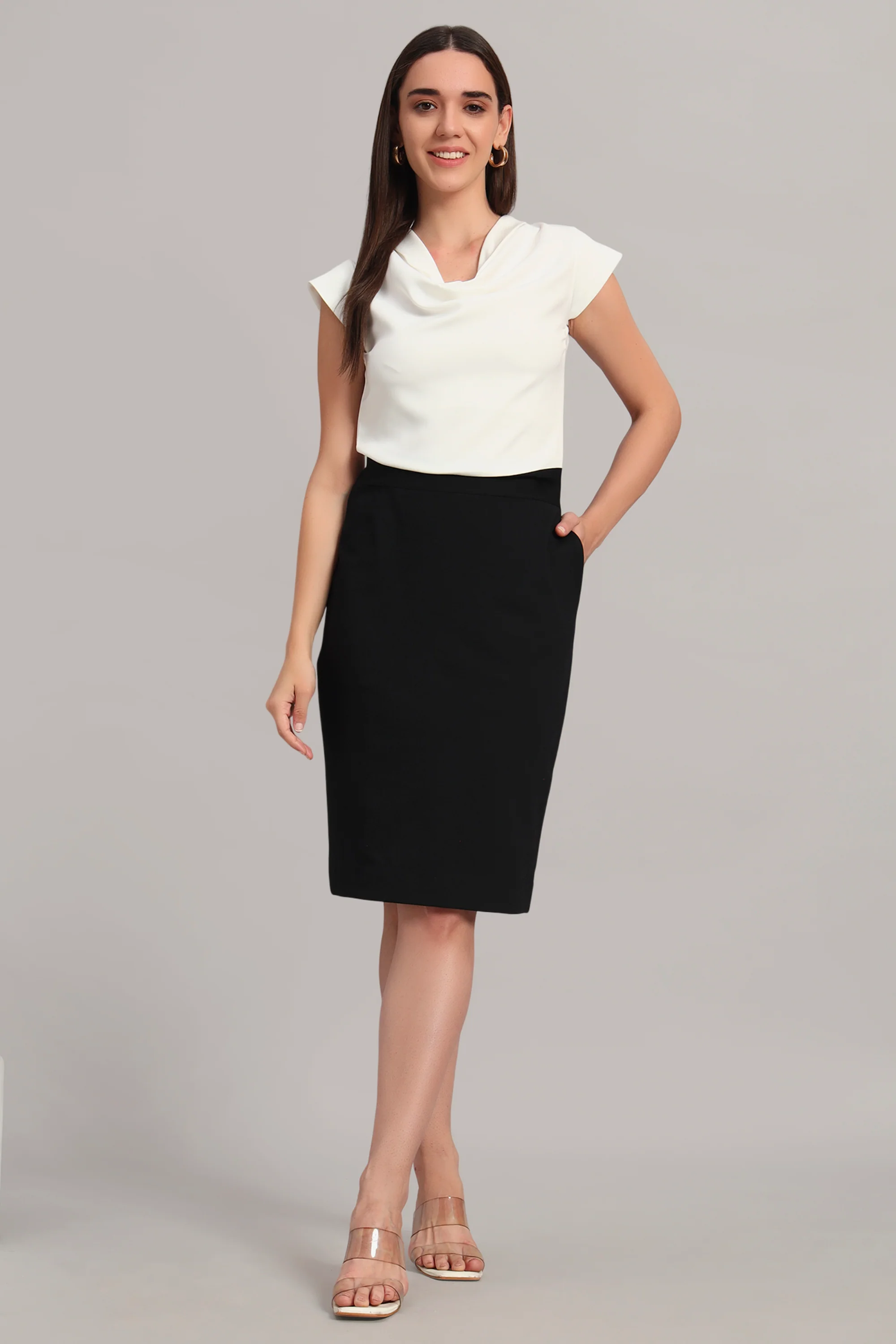 Fusion Midi Dress – Black and White