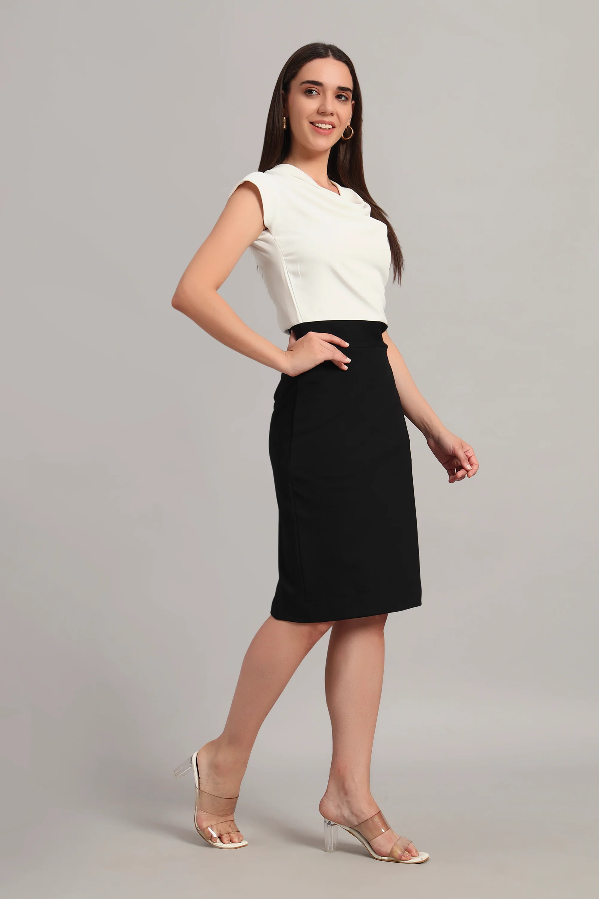 Fusion Midi Dress – Black and White - Image 3