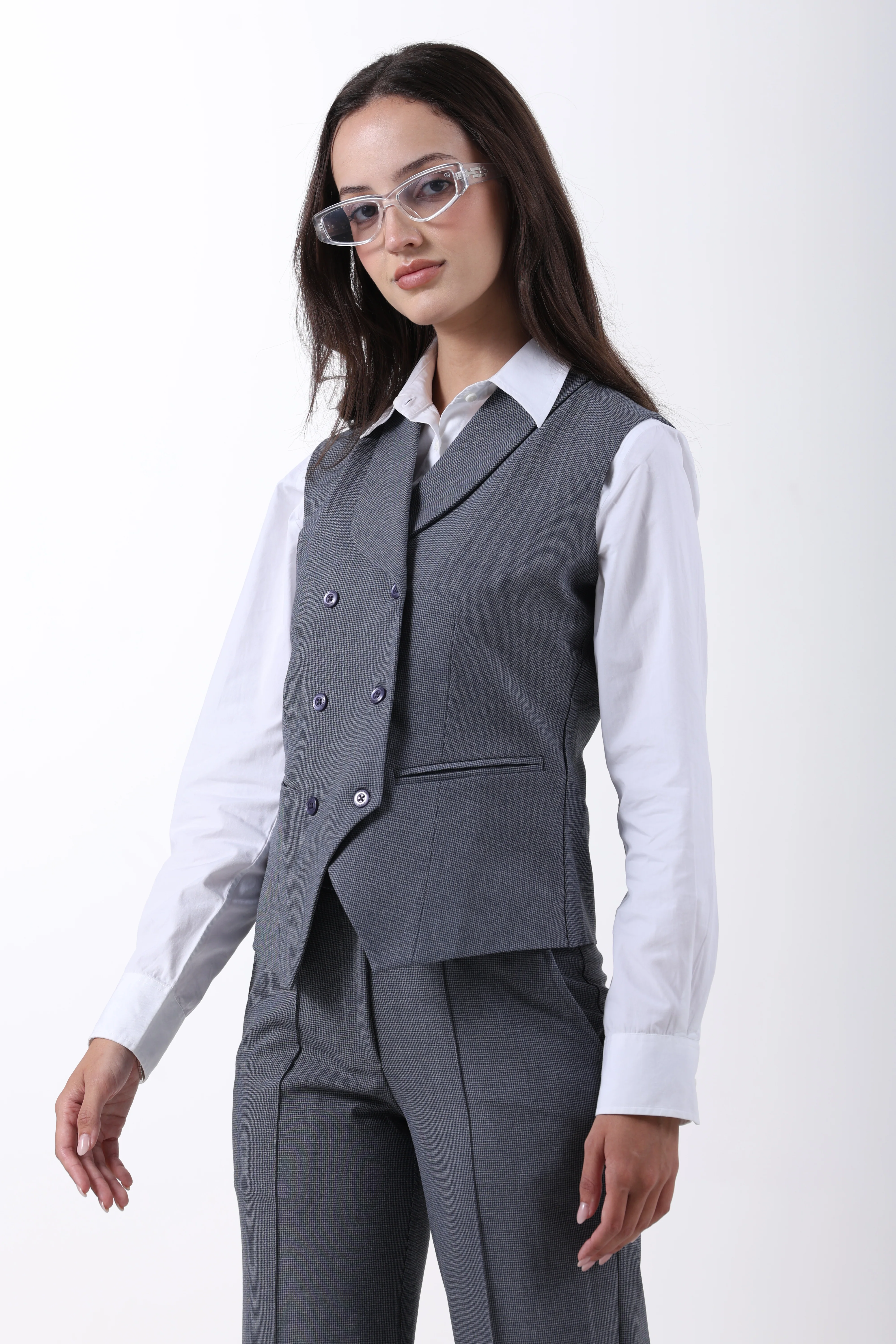 Houndstooth 3-Piece Trouser Co-ord Set – Blue - Image 7