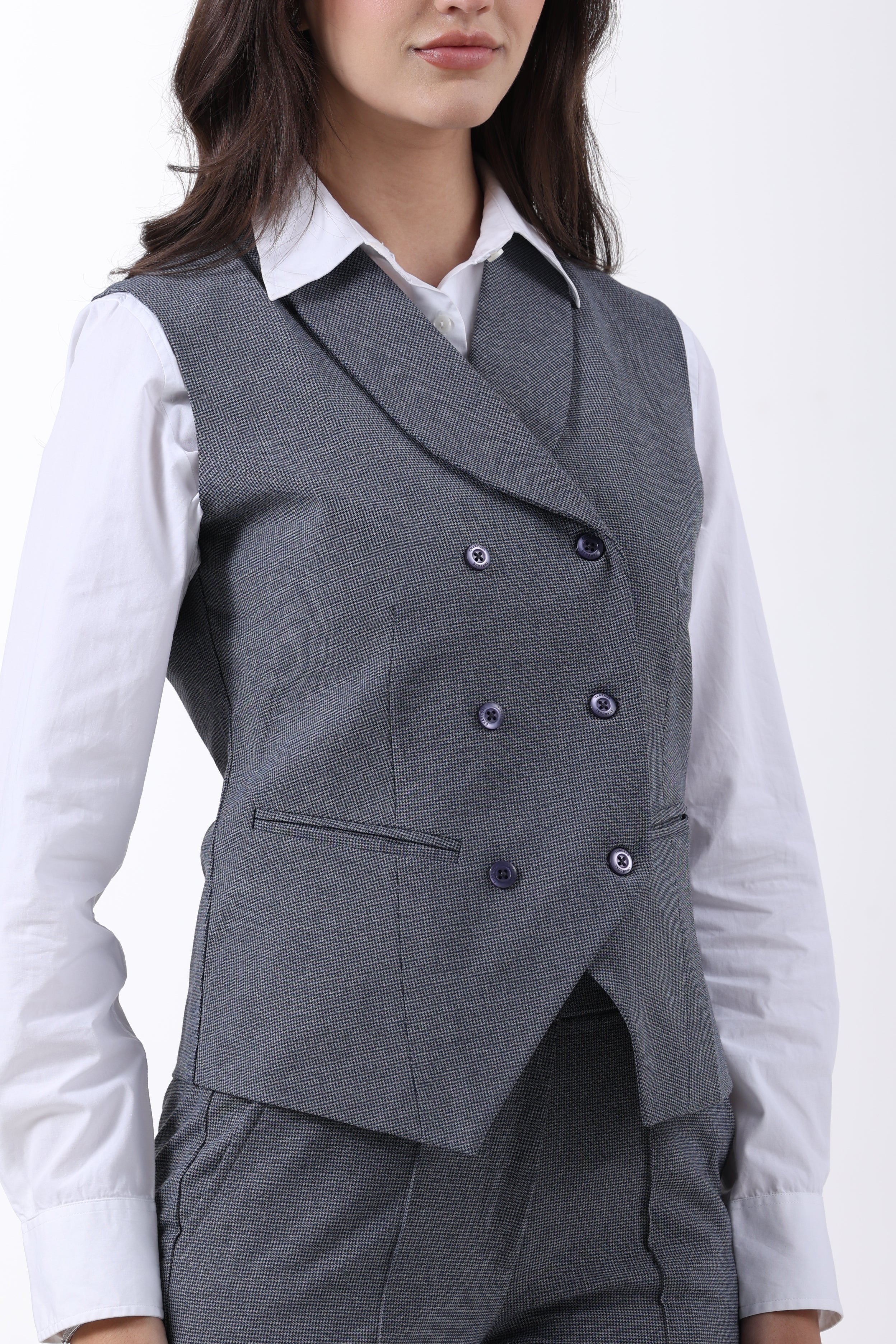 Houndstooth 3-Piece Trouser Co-ord Set – Blue - Image 8