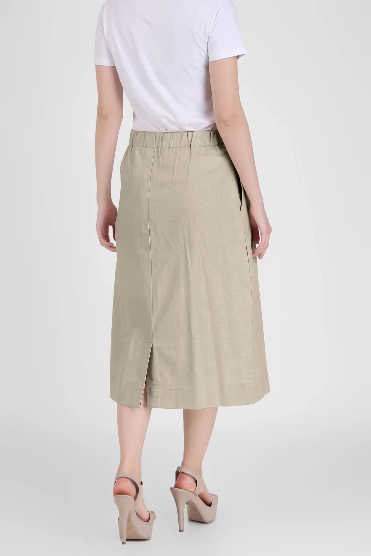 Impeccable Cotton Linen Midi Skirt for Women - Image 3
