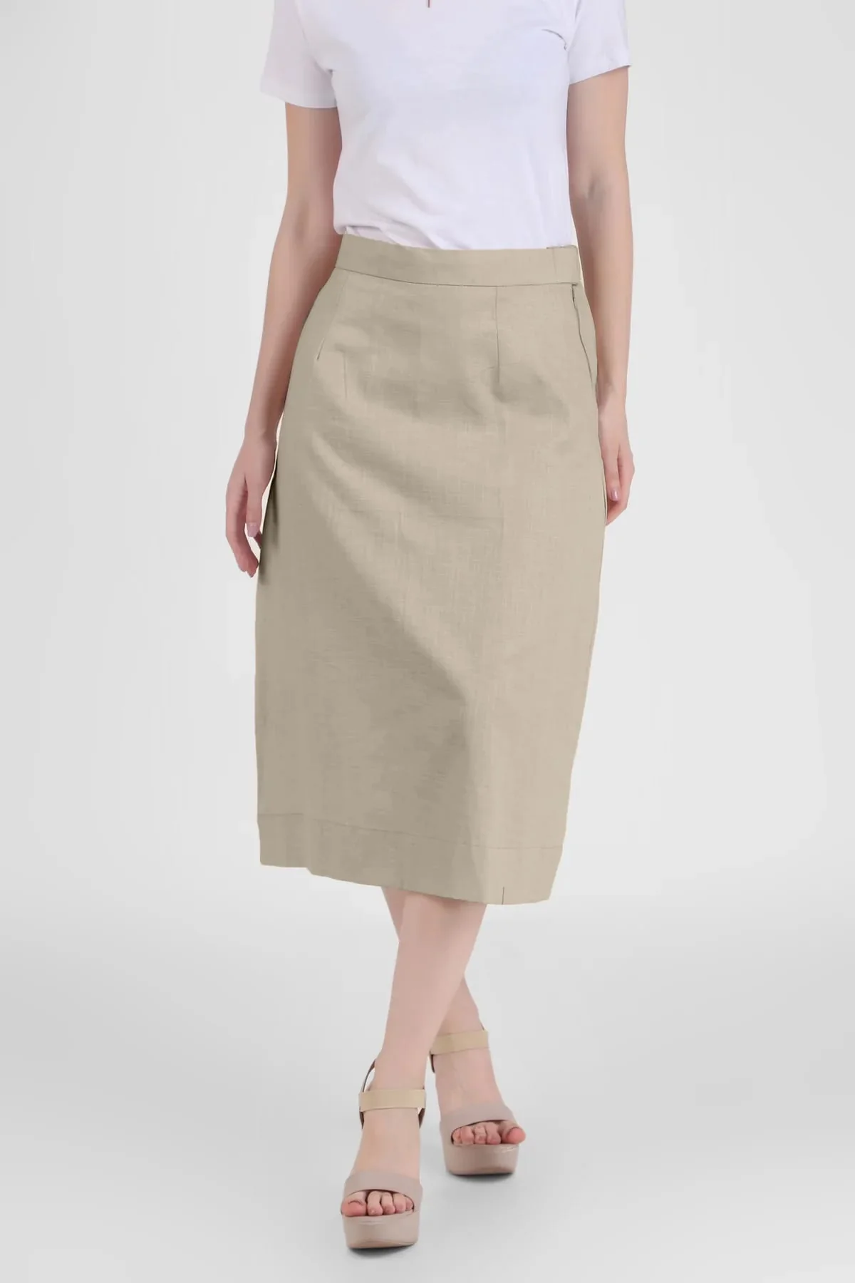 Impeccable Cotton Linen Midi Skirt for Women - Image 4