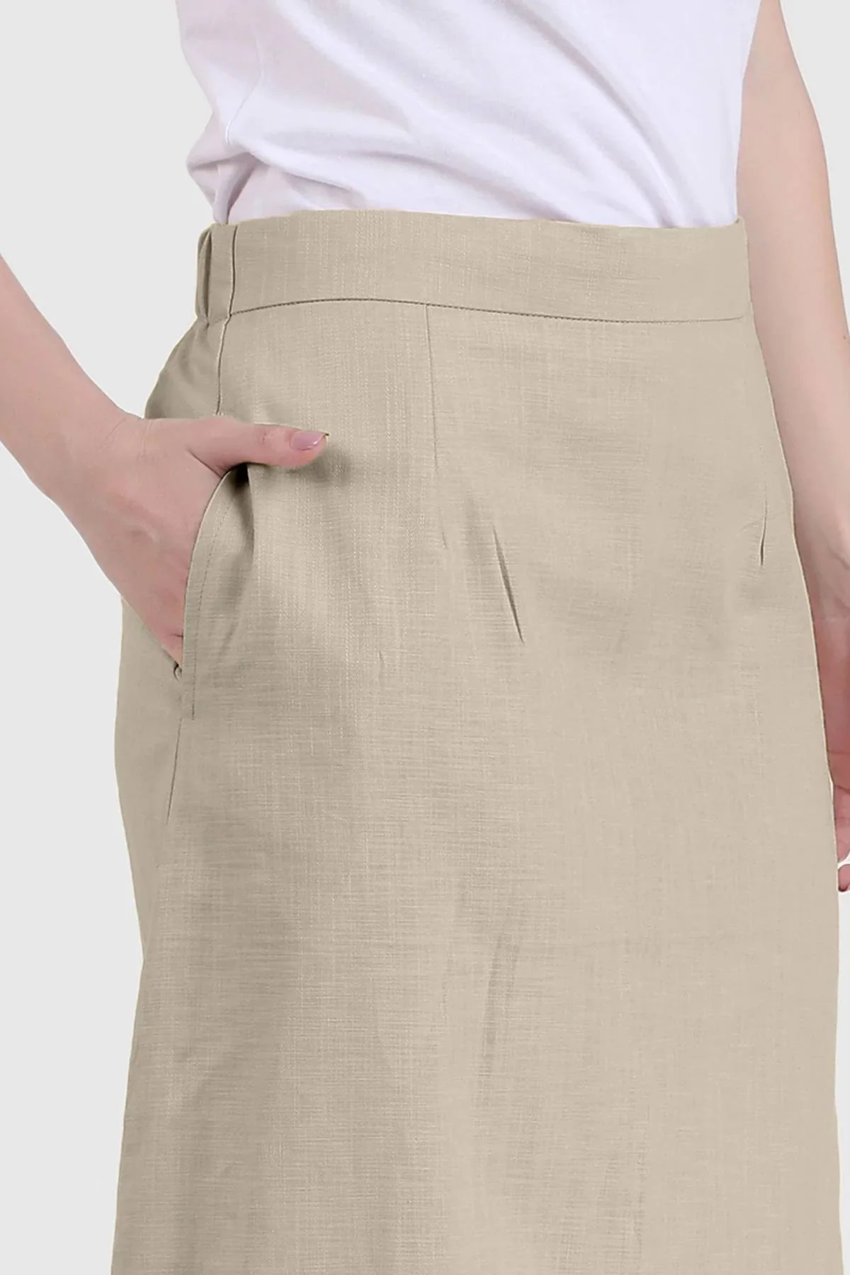 Impeccable Cotton Linen Midi Skirt for Women - Image 6