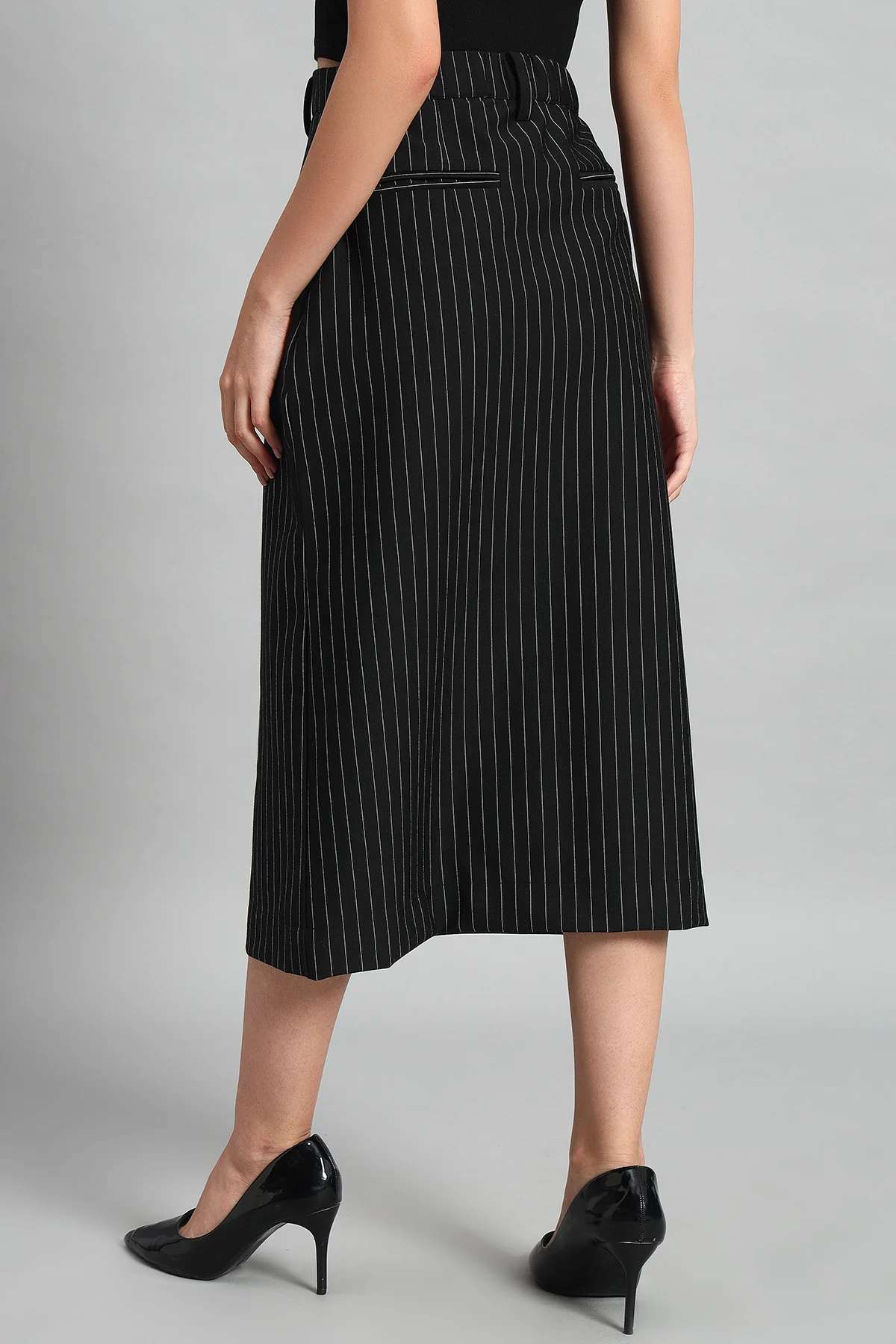 Impeccable Pinstripe Midi Skirt for Women - Image 4
