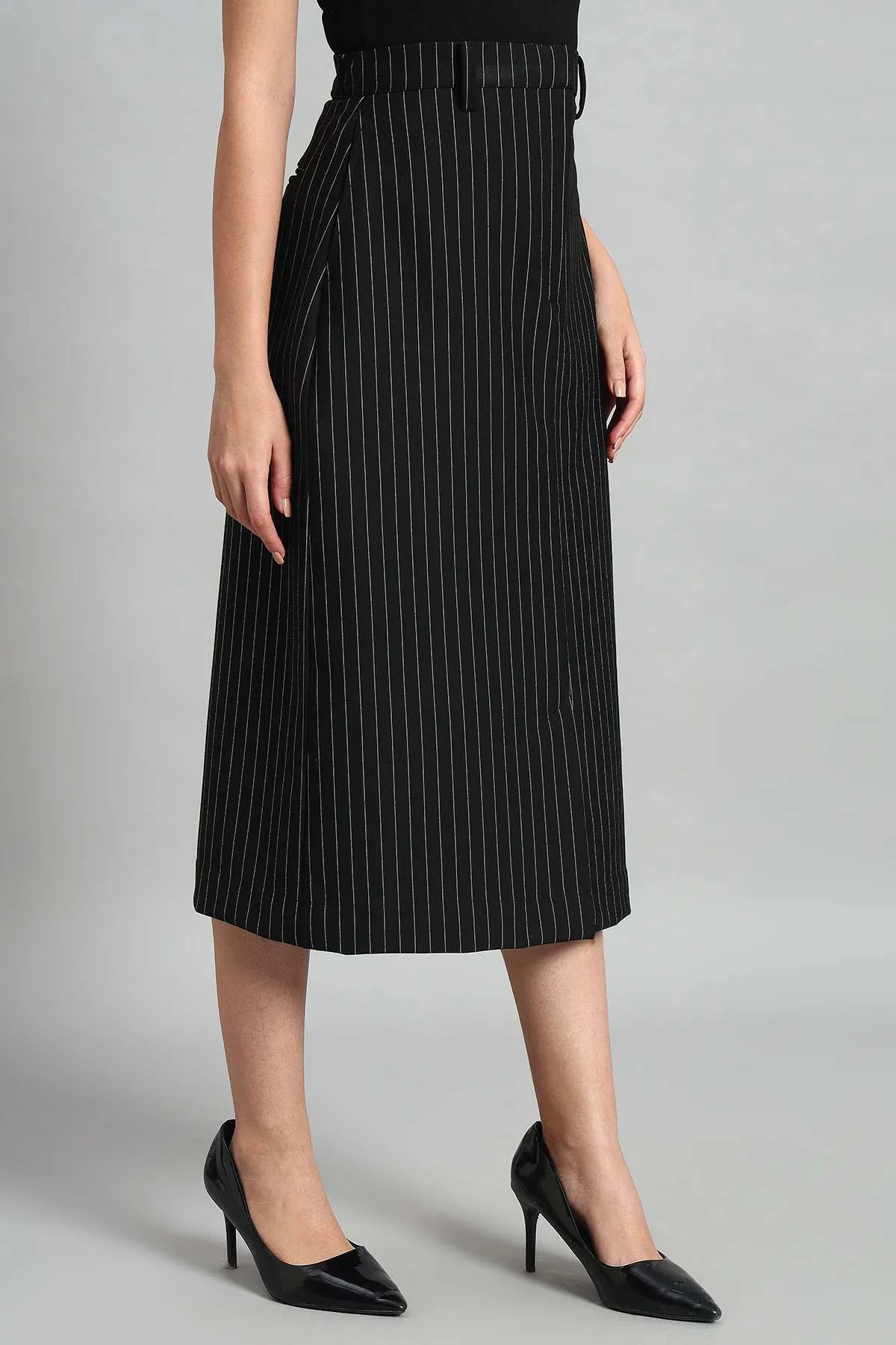 Impeccable Pinstripe Midi Skirt for Women - Image 5