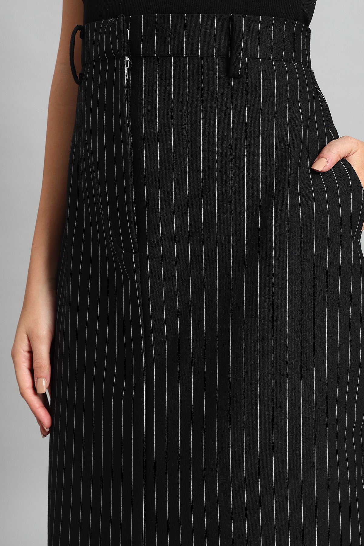 Impeccable Pinstripe Midi Skirt for Women - Image 7