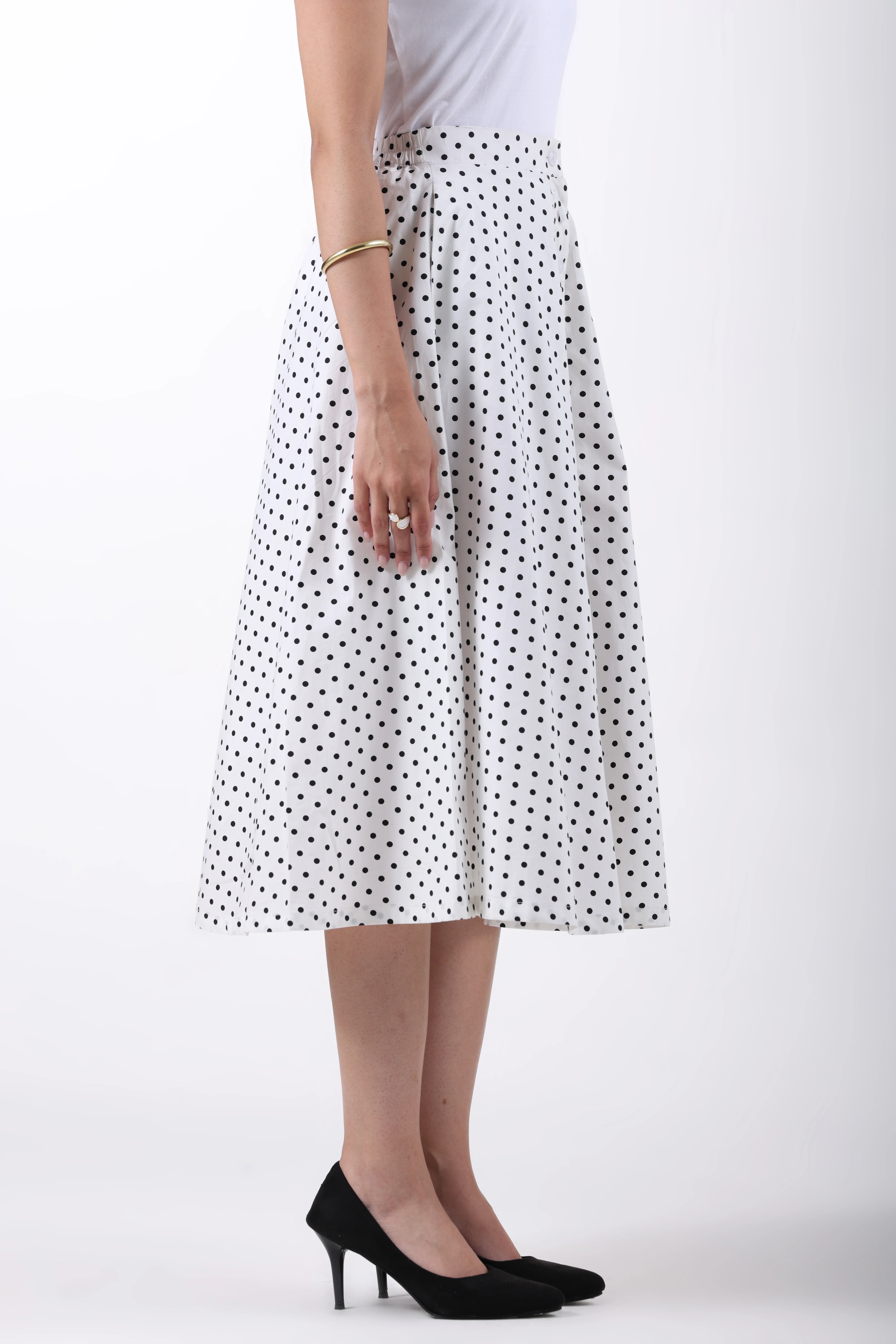 Ivory Dot Grace Cotton A-Line Skirt - Image 3
