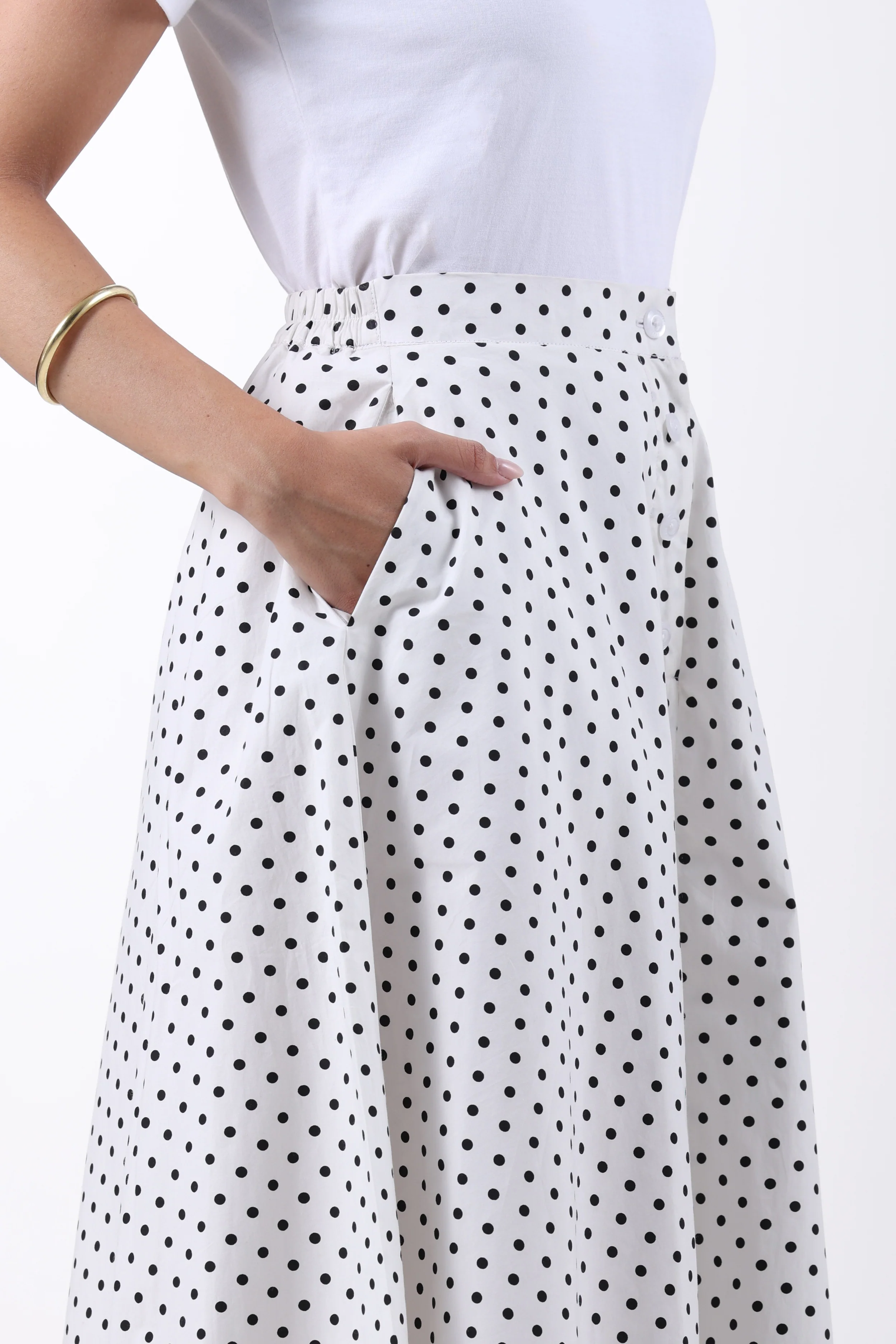 Ivory Dot Grace Cotton A-Line Skirt - Image 4