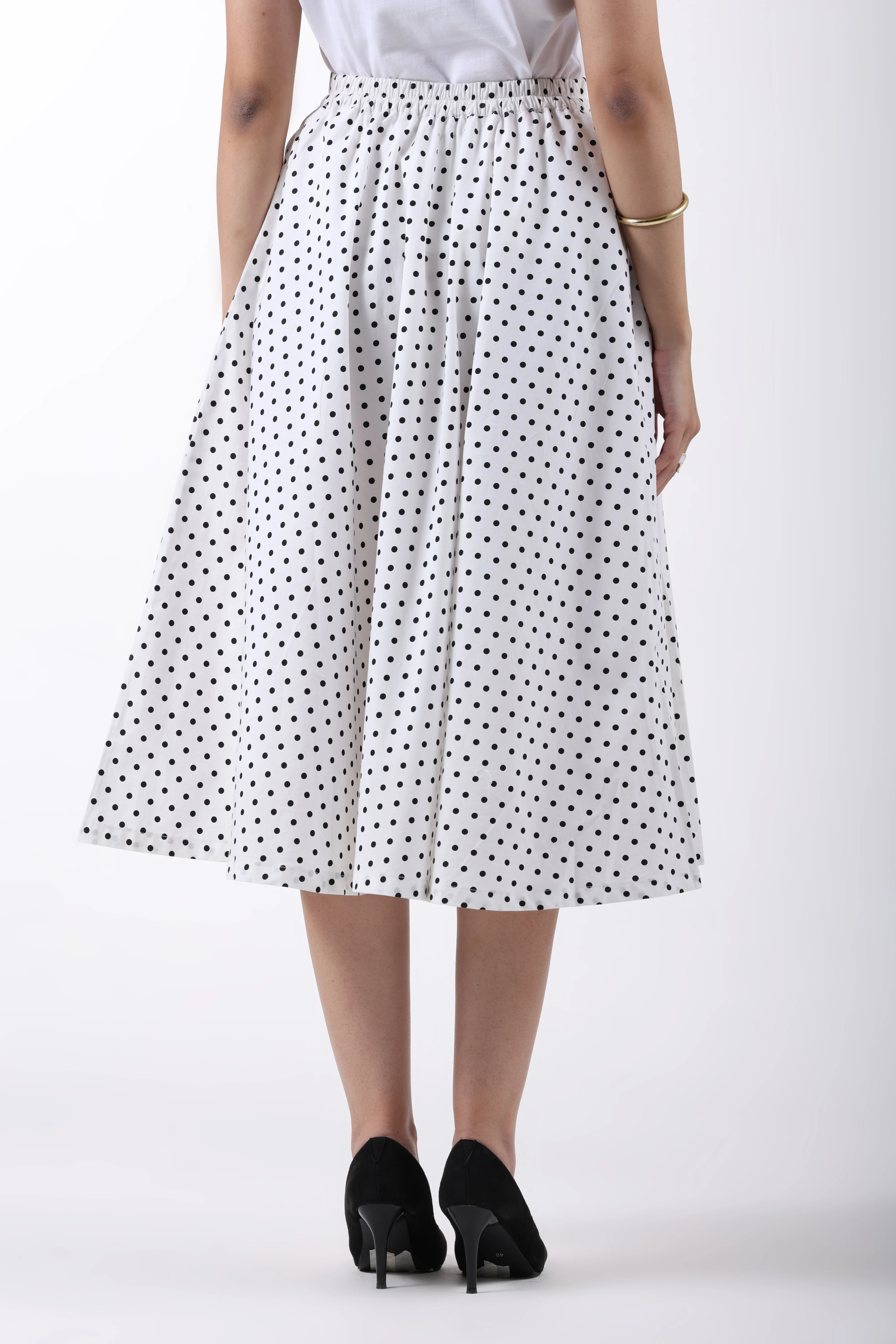 Ivory Dot Grace Cotton A-Line Skirt - Image 5