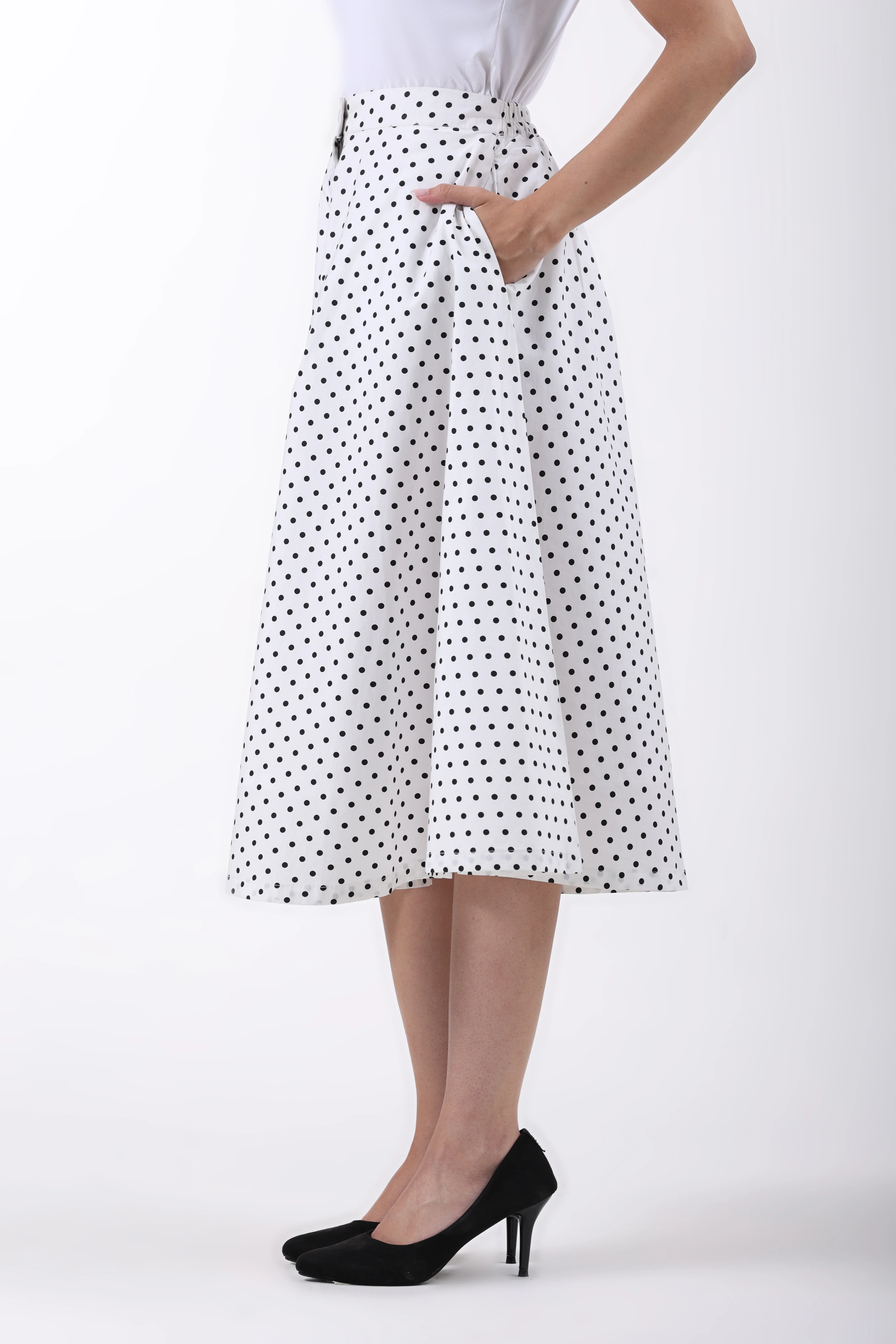 Ivory Dot Grace Cotton A-Line Skirt - Image 6