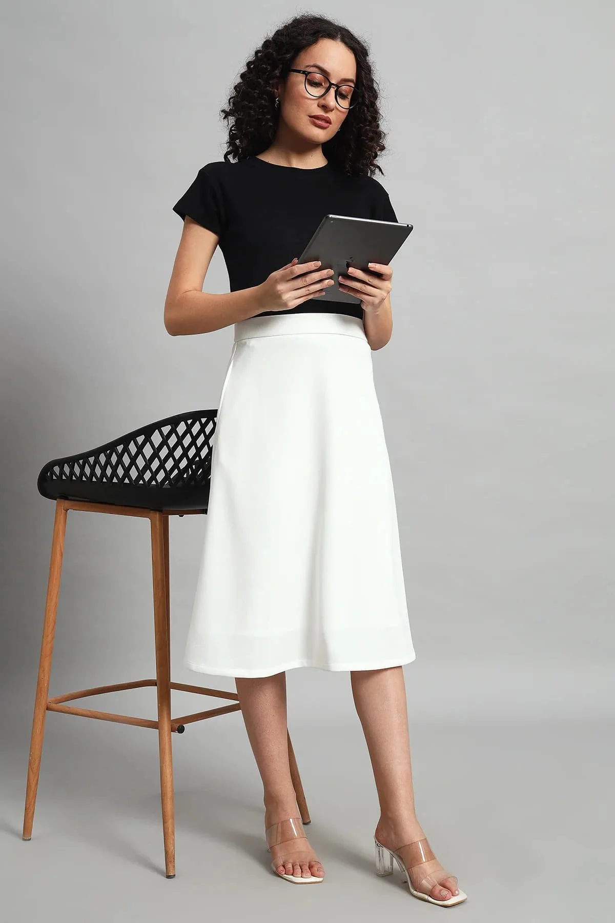 Ivory Elegance A-Line Skirt for Women