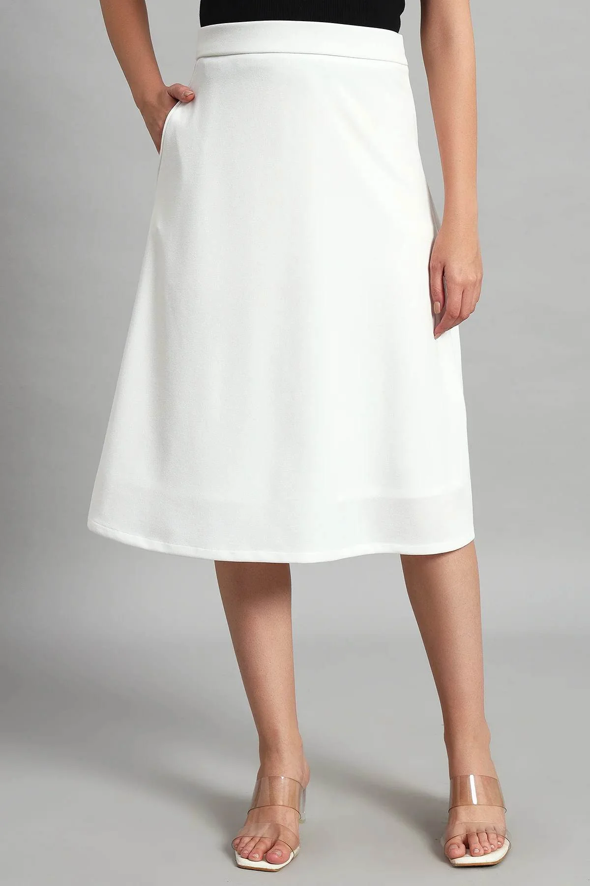 Ivory Elegance A-Line Skirt for Women - Image 2