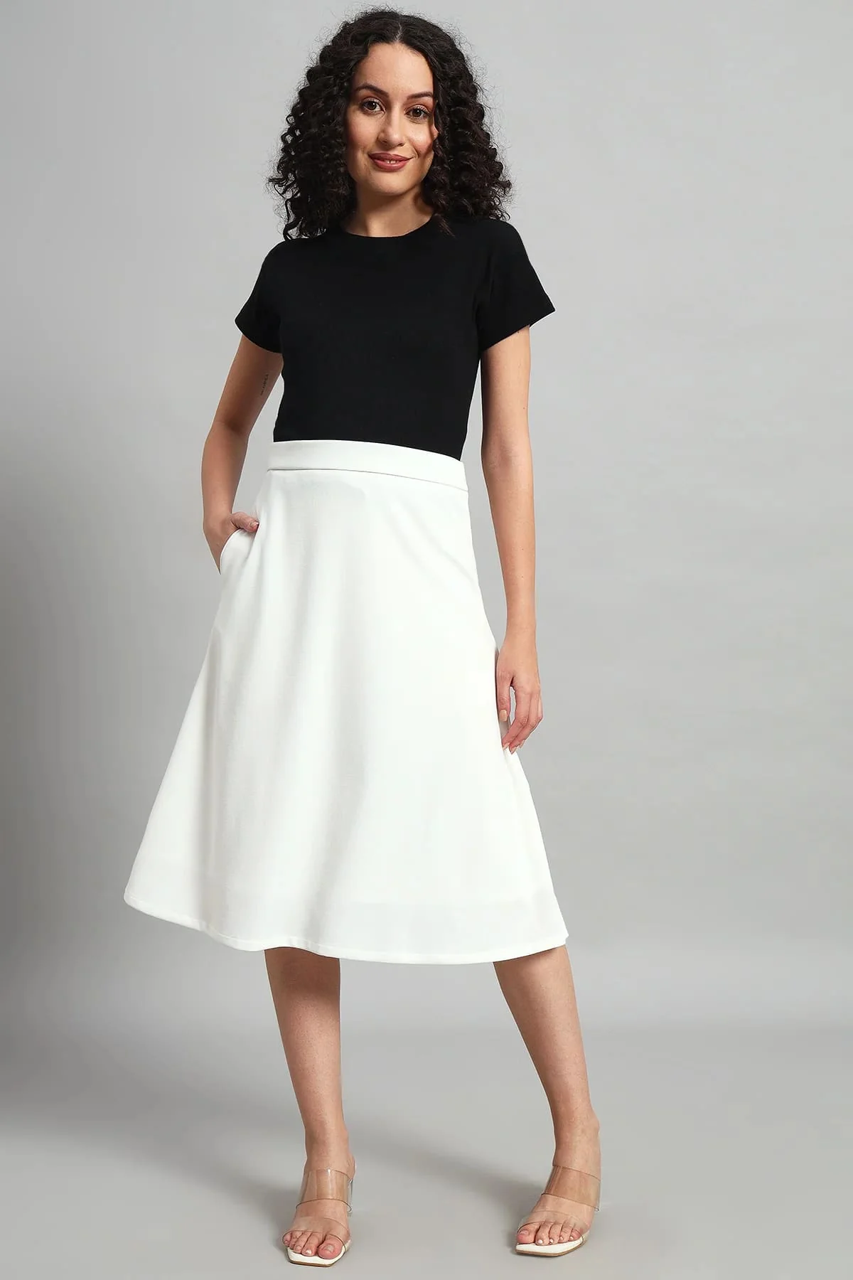 Ivory Elegance A-Line Skirt for Women - Image 3