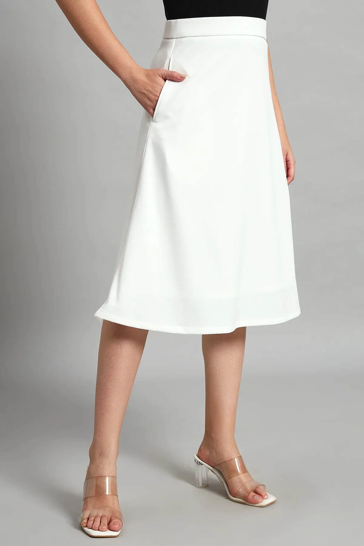 Ivory Elegance A-Line Skirt for Women - Image 5