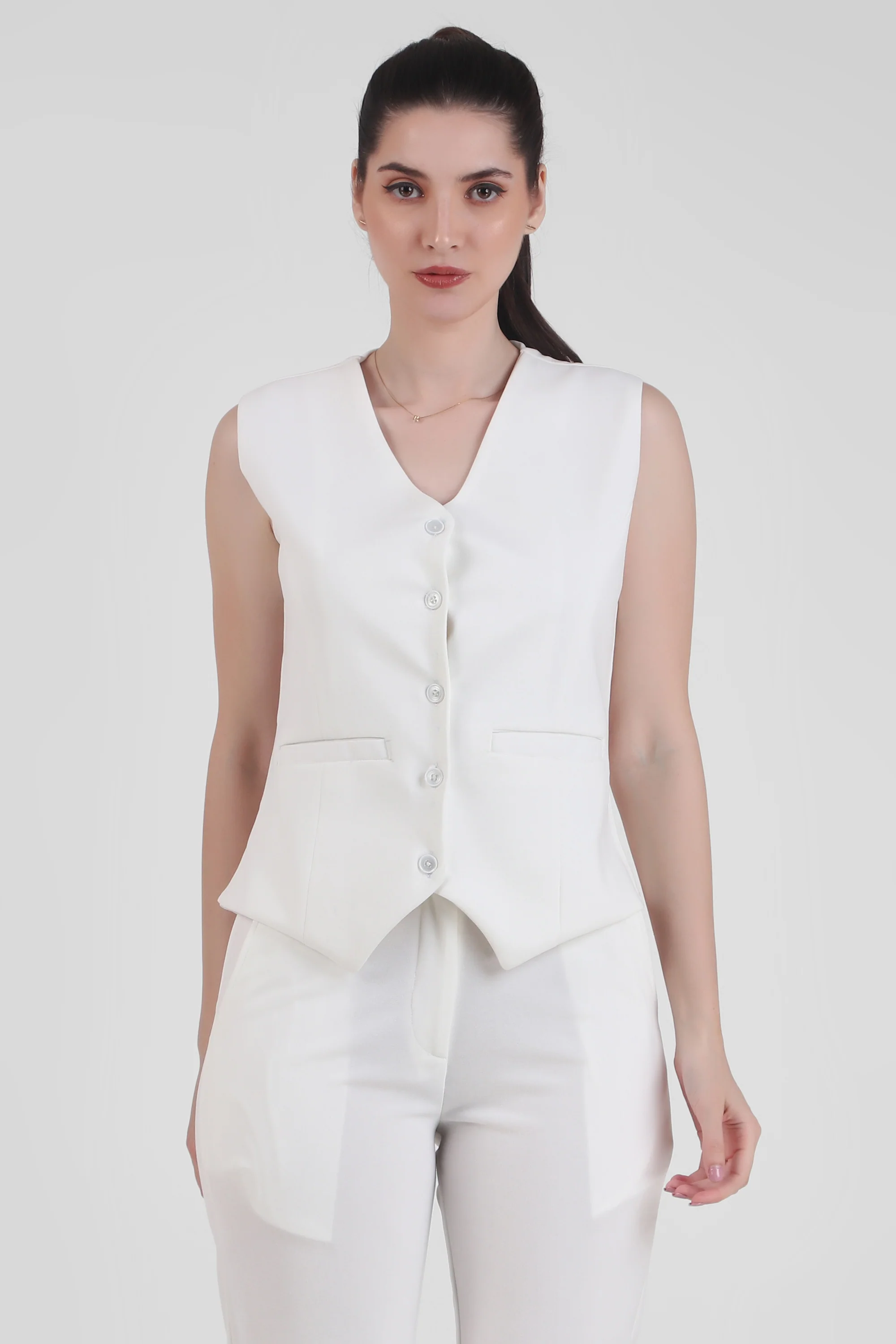 Waistcoat and Trousers Co-ord Set – Ivory - Image 2