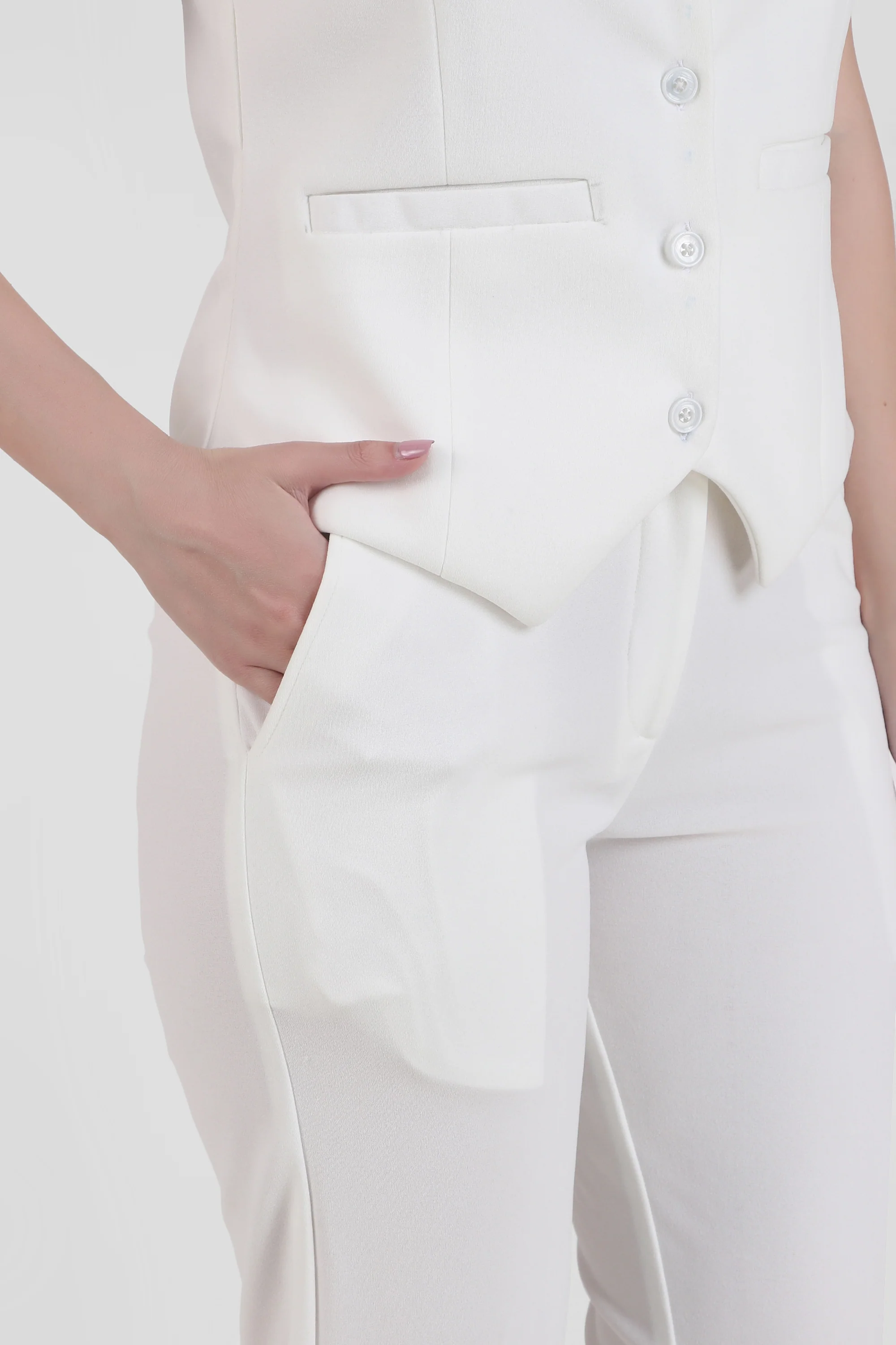 Waistcoat and Trousers Co-ord Set – Ivory - Image 6