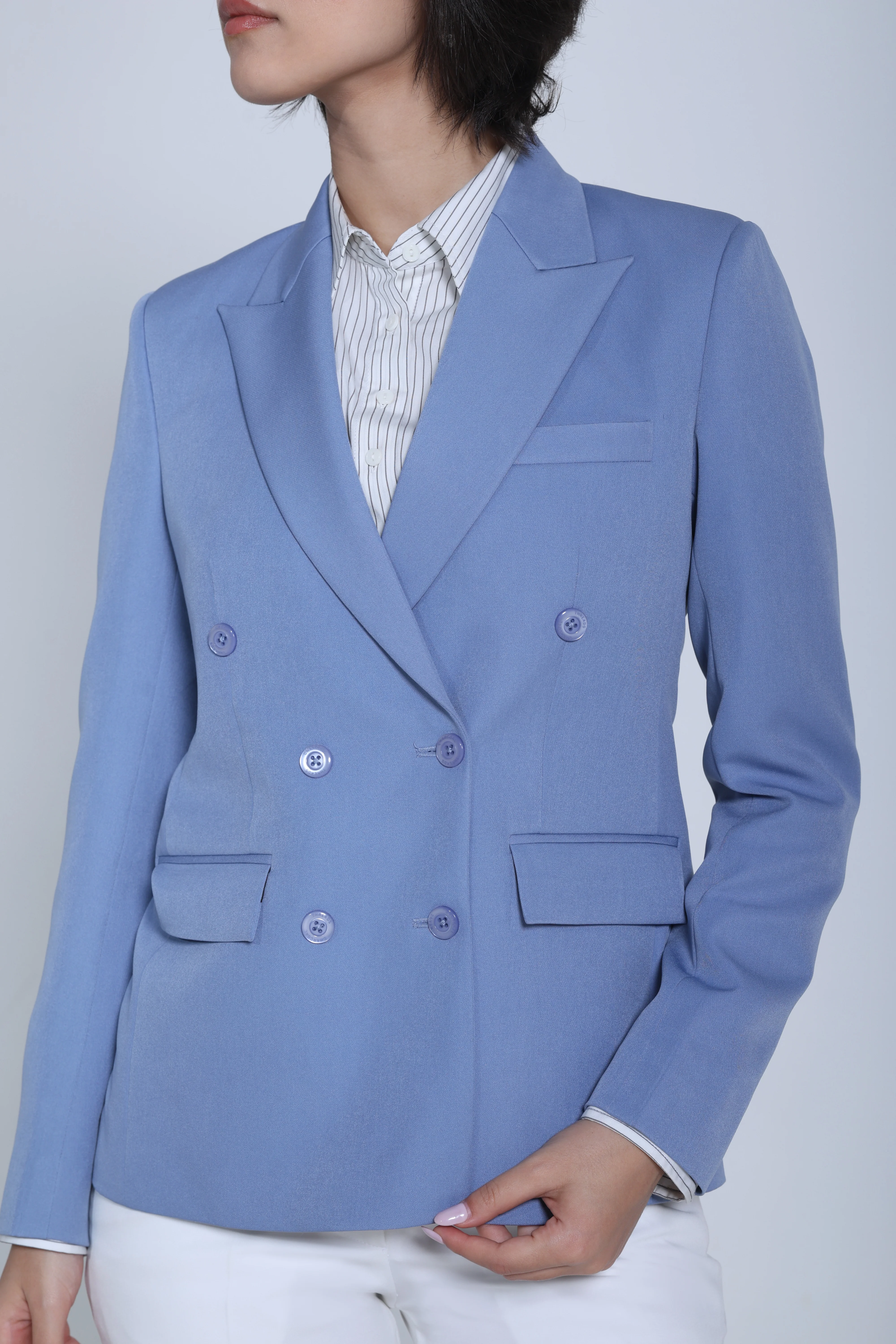 Limitless Command Double-Breasted Blazer – Denim Blue - Image 5