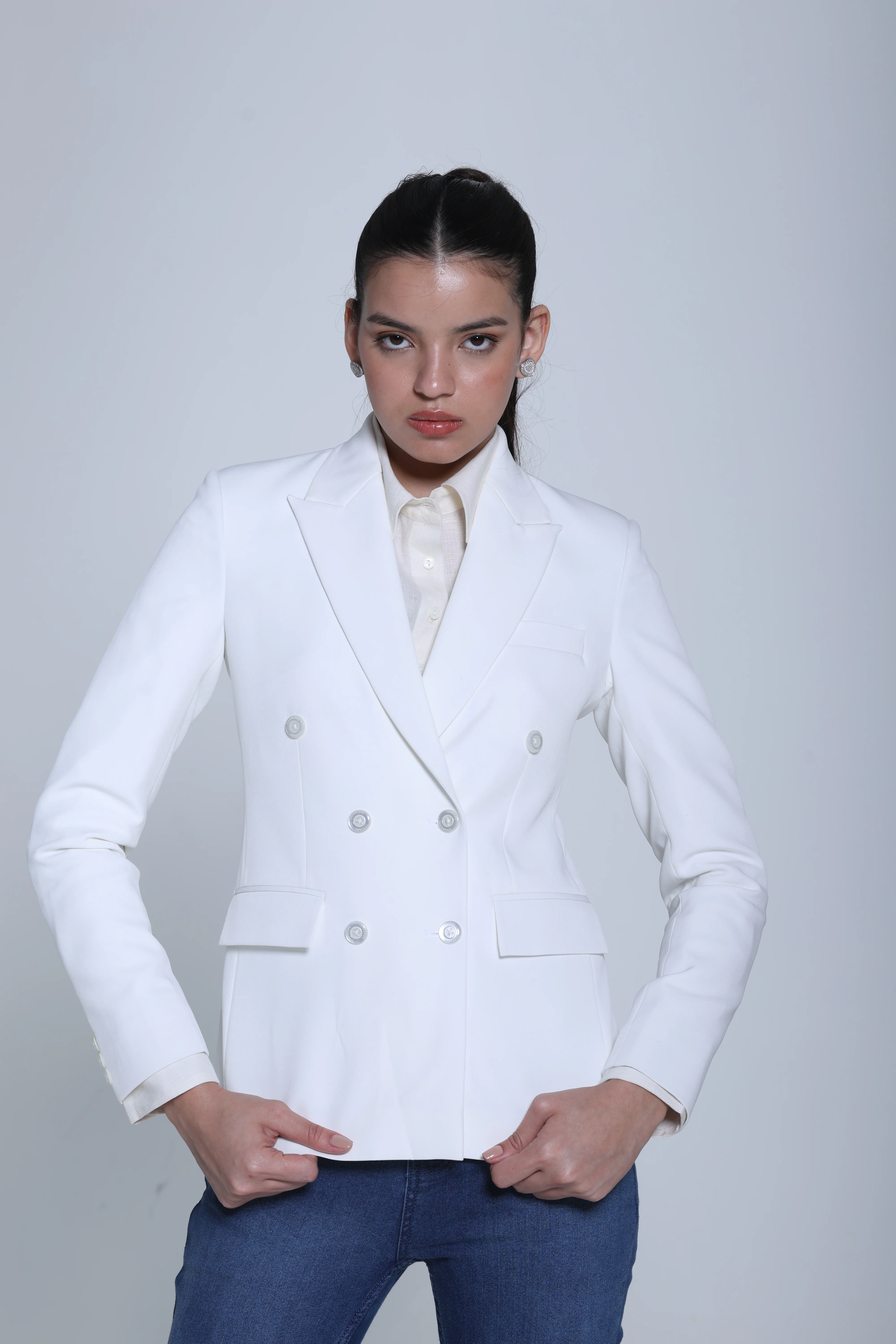 Limitless Command Double-Breasted Blazer – Off White - Image 3