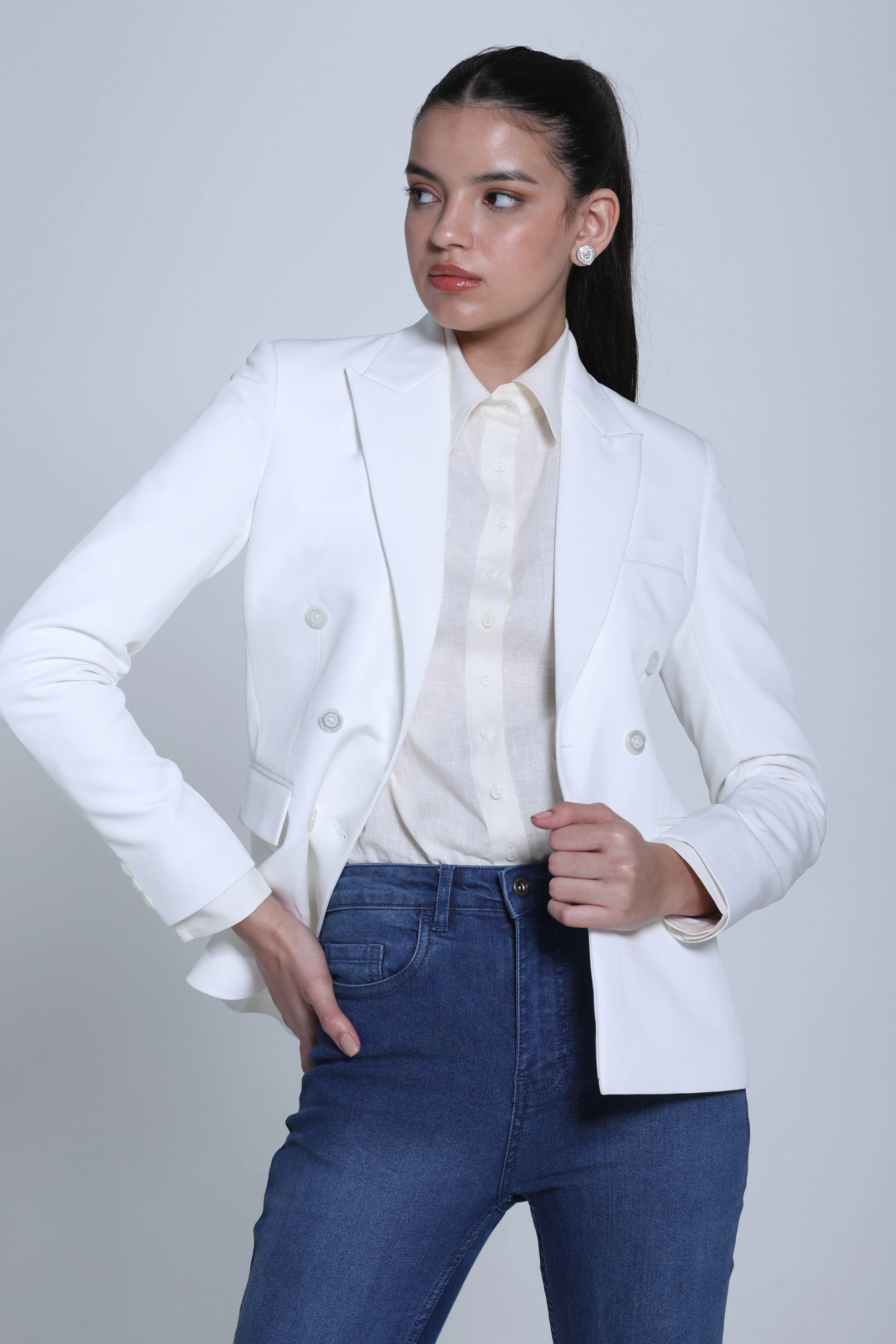 Limitless Command Double-Breasted Blazer – Off White - Image 5