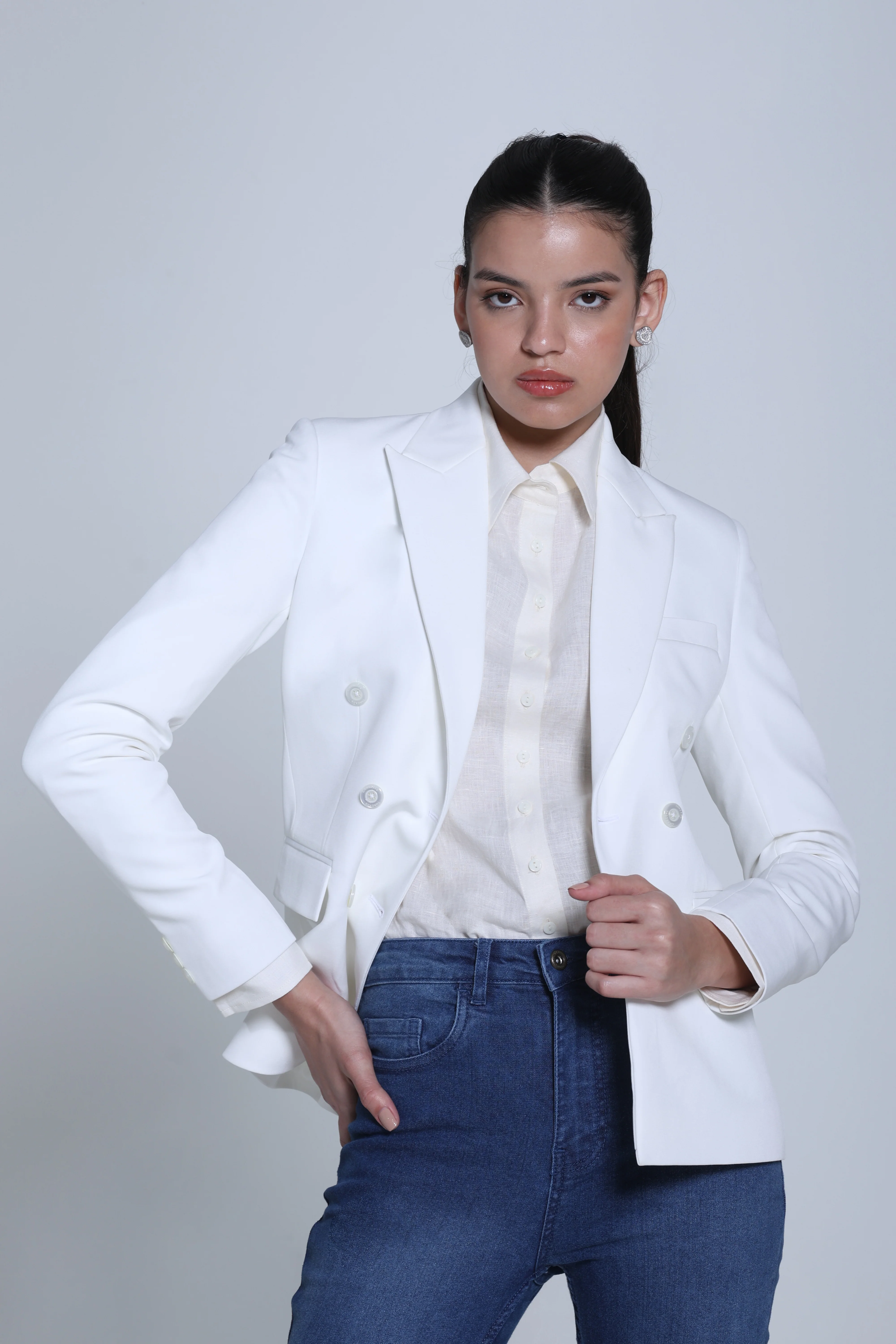 Limitless Command Double-Breasted Blazer – Off White - Image 6
