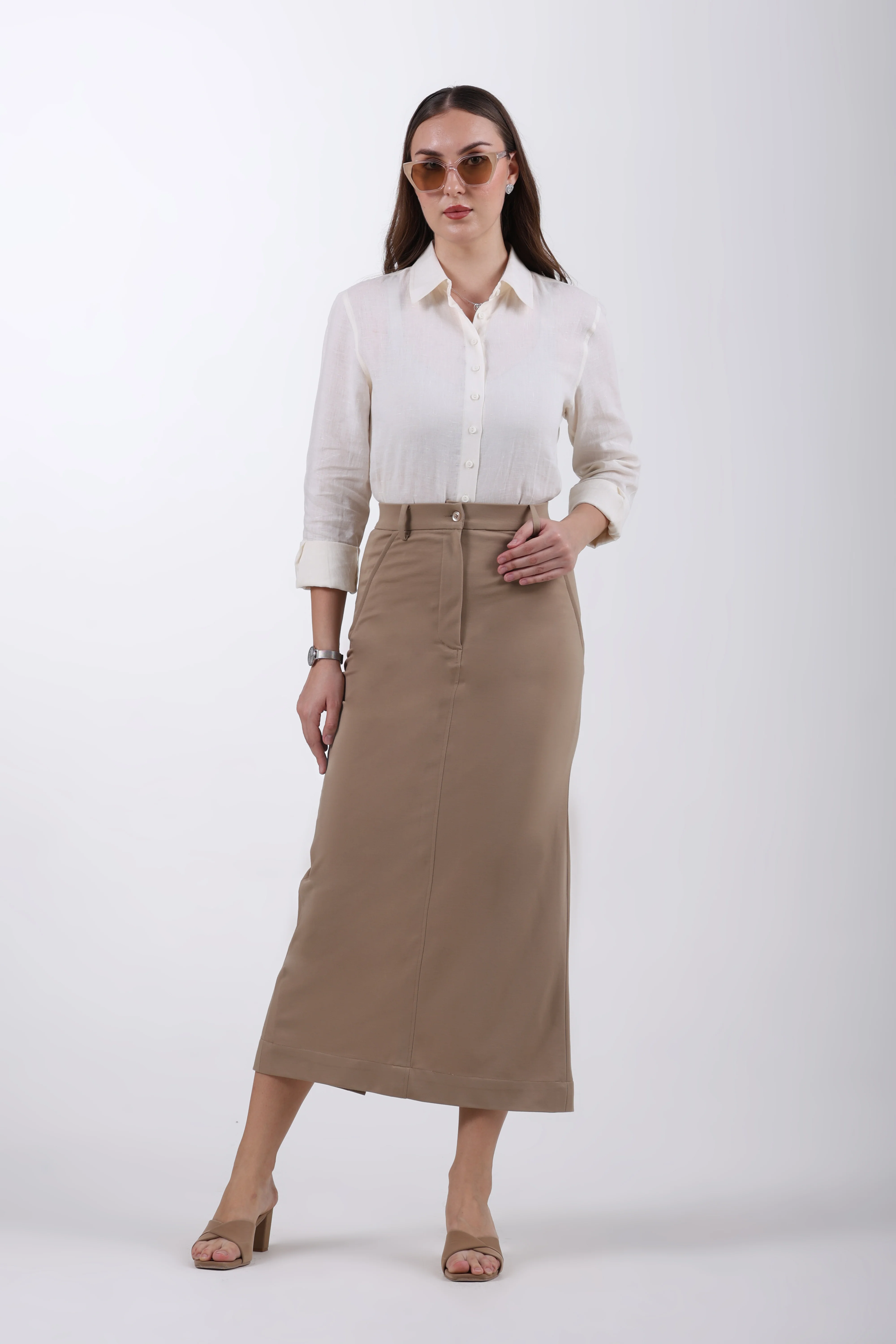Limitless Core™ Long Pencil Skirt – Beige - Image 4