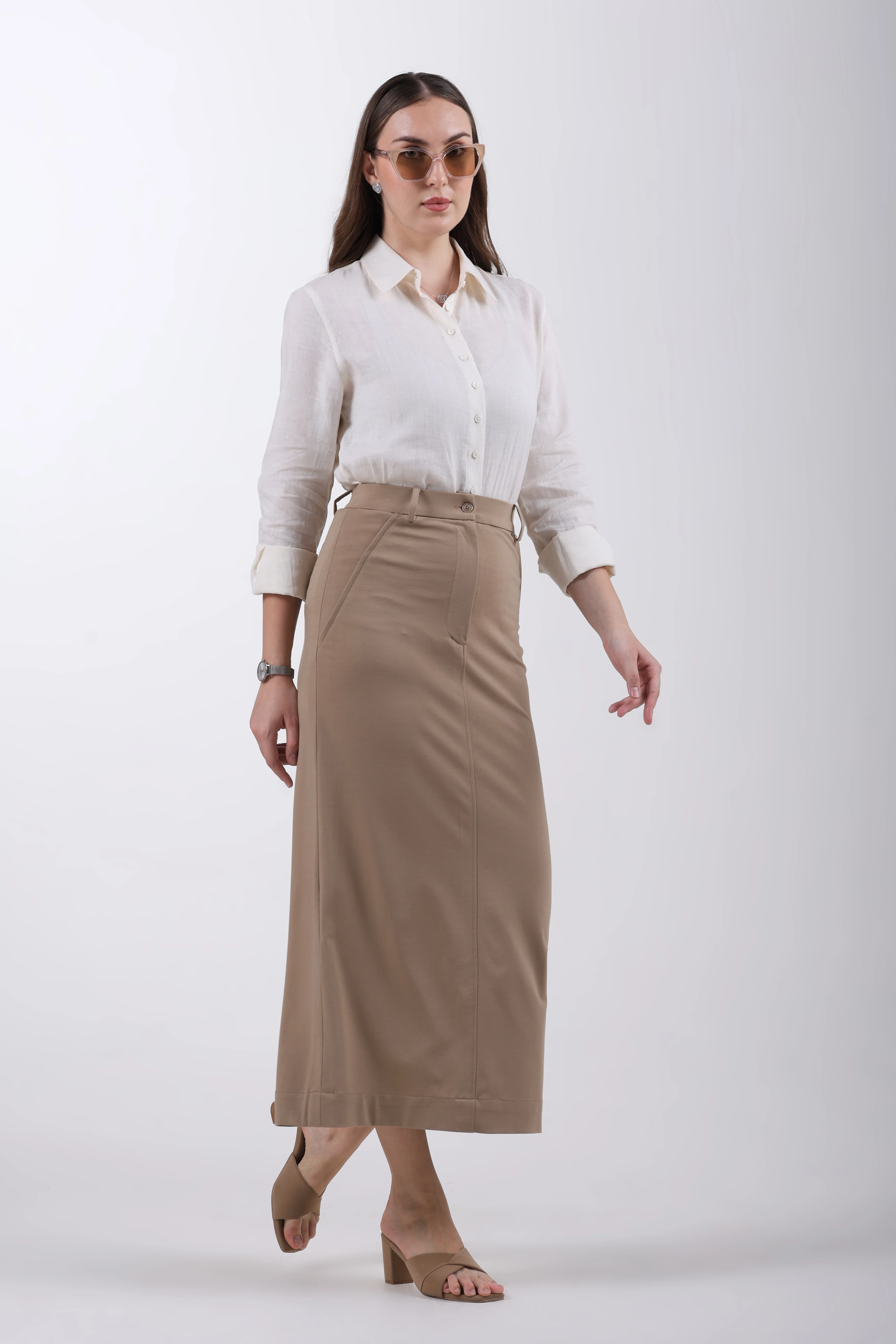 Limitless Core™ Long Pencil Skirt – Beige - Image 5