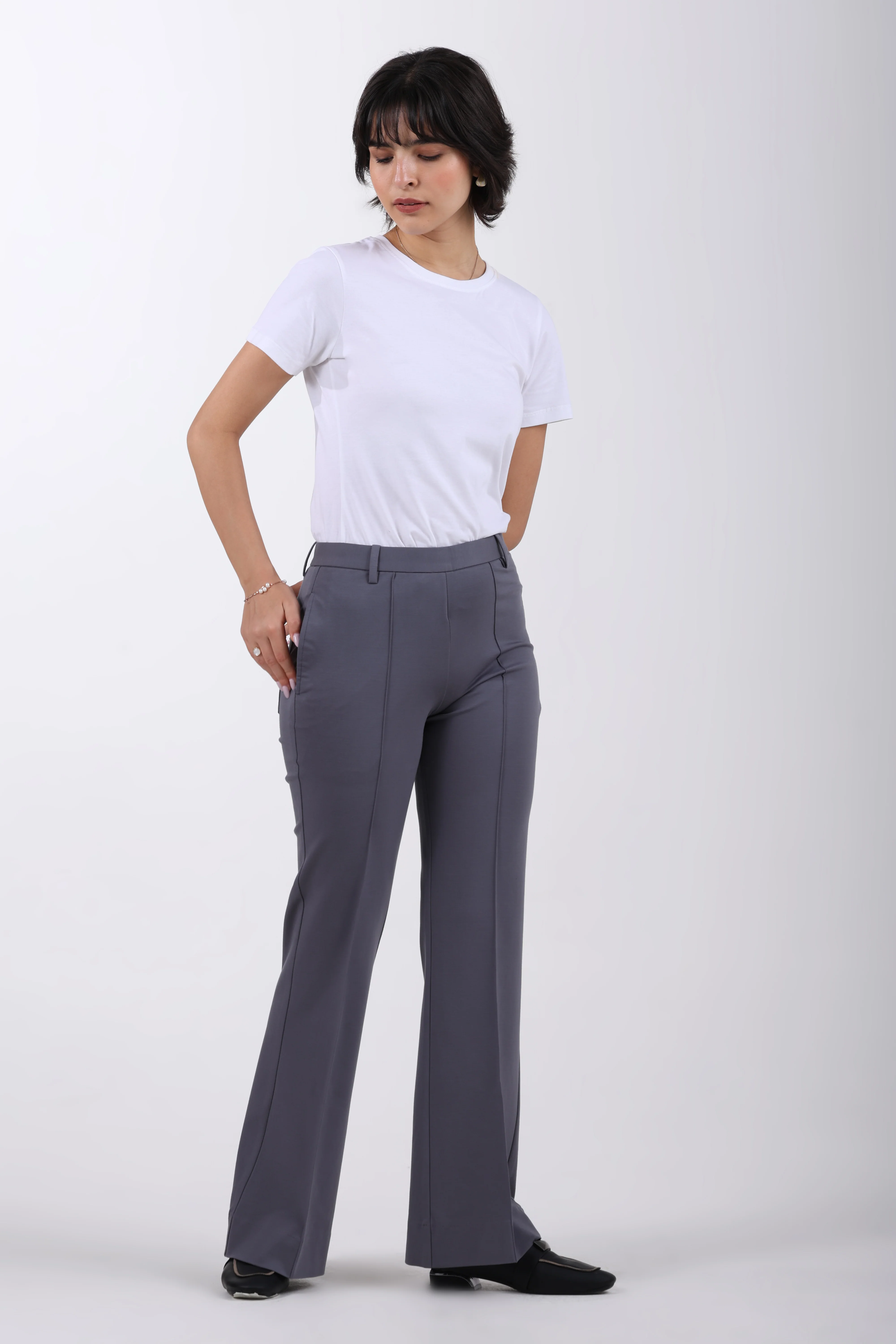 Limitless Core™ Pintuck Bootcut Pants – Steel Grey - Image 5