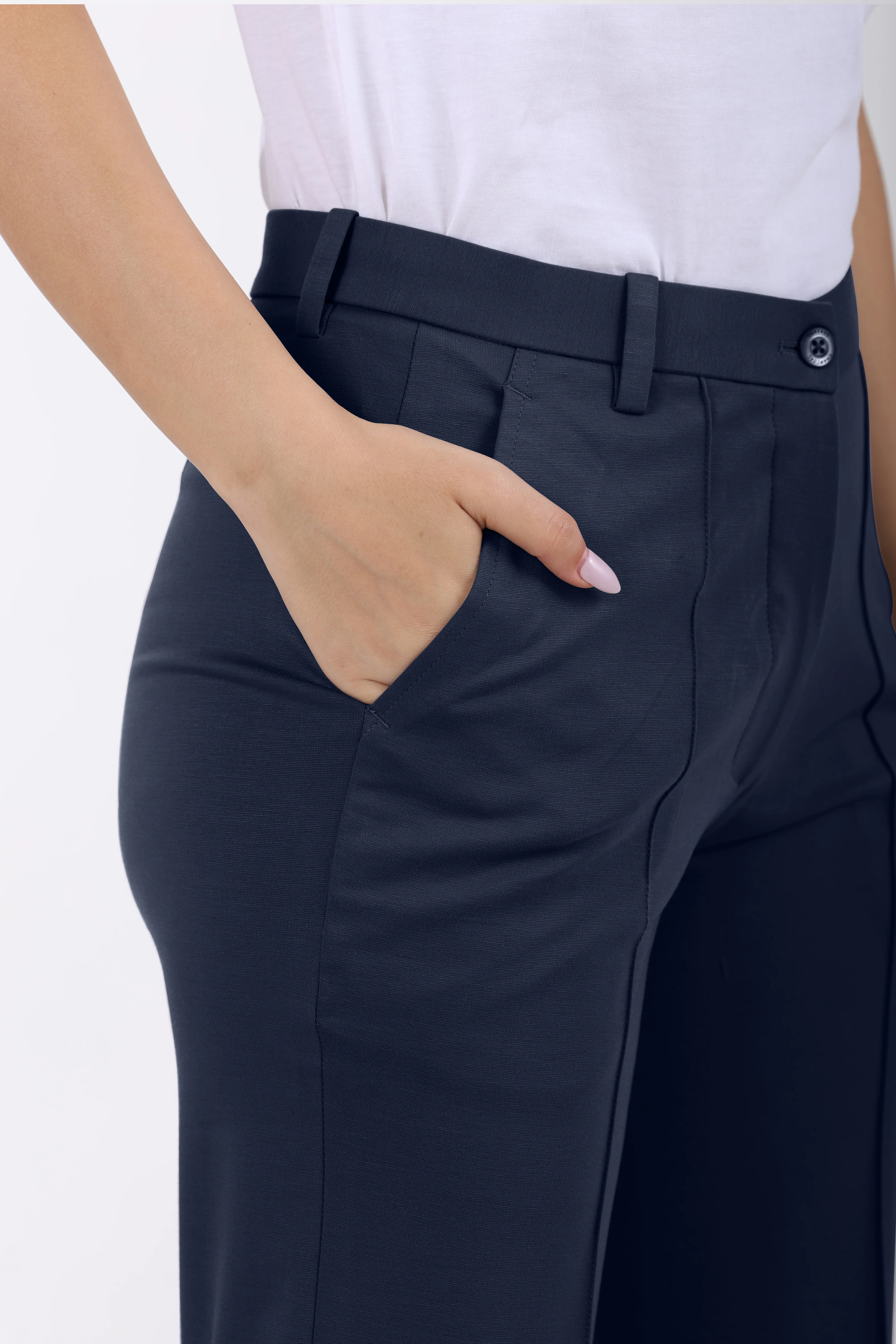 Limitless Core™ Pintuck Straight Fit Pants – Navy Blue - Image 5