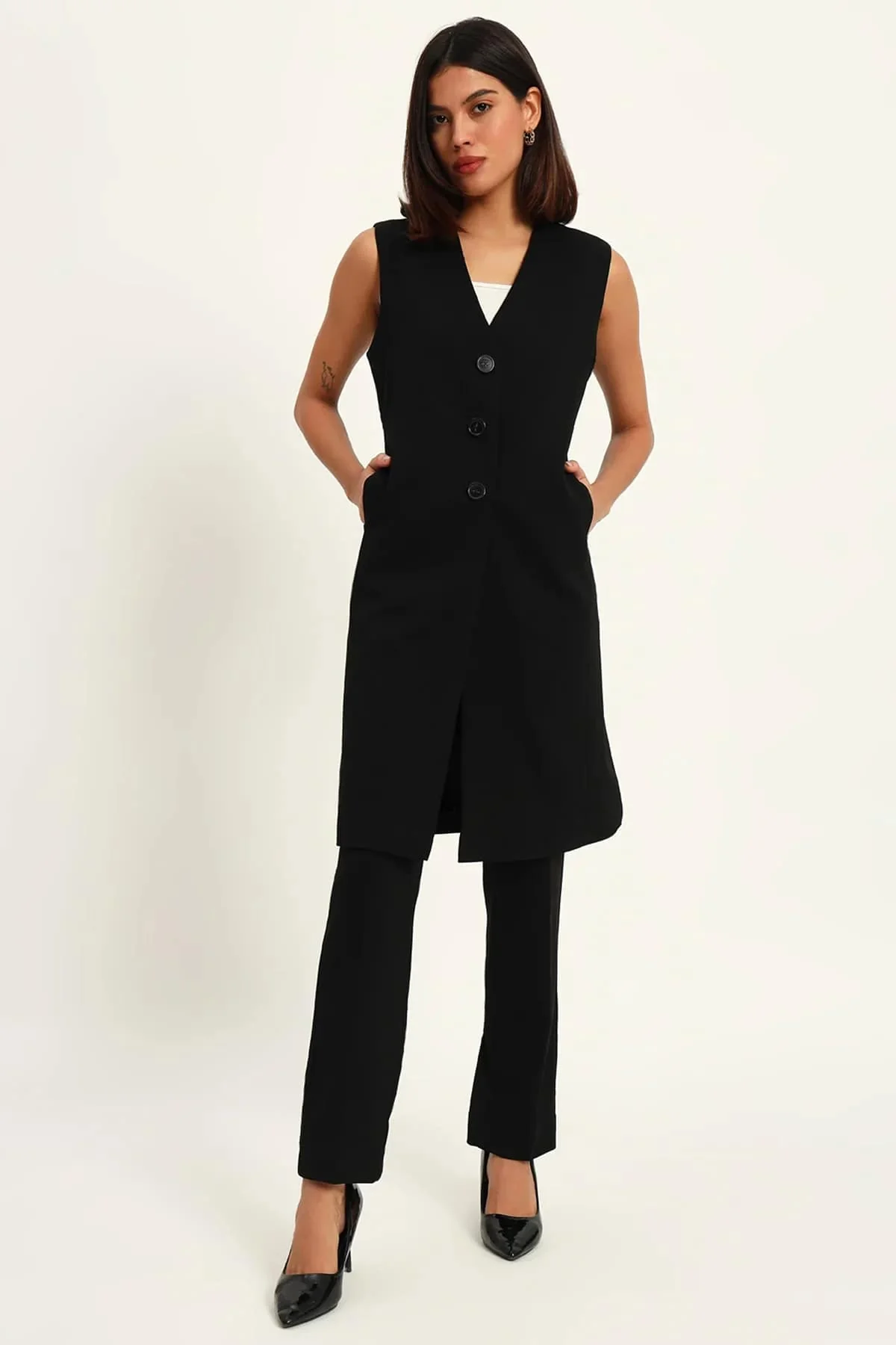 Majestic Longline Blazer Duo Co-ord – Black - Image 5